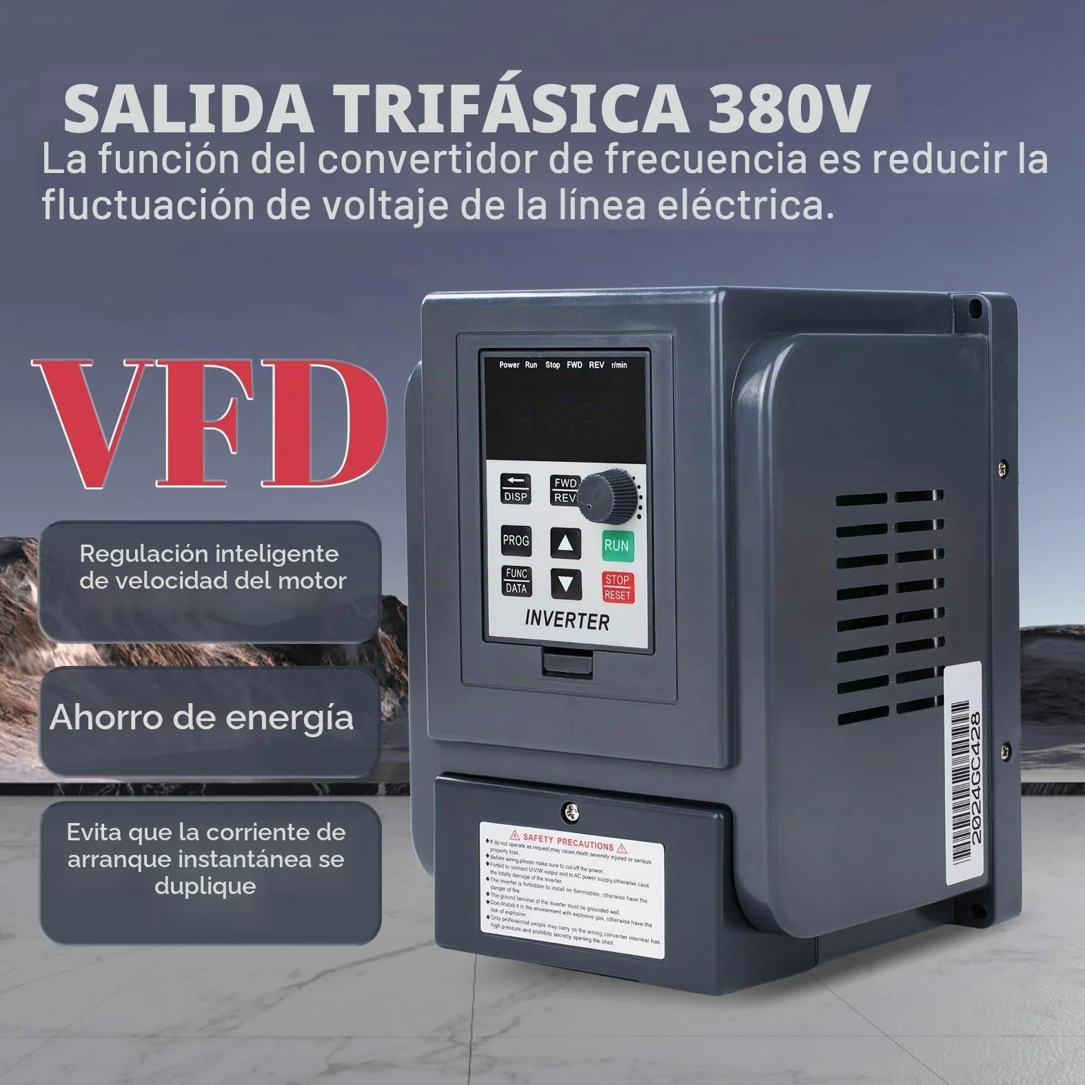 DEWIN Variador de Frecuencia VFD,1.5kW Entrada monofásica 220V,Salida trifásica 380V. VFD Inversor Controlador de Velocidad del Motor(Modelo de fábrica:AT4-1500X)