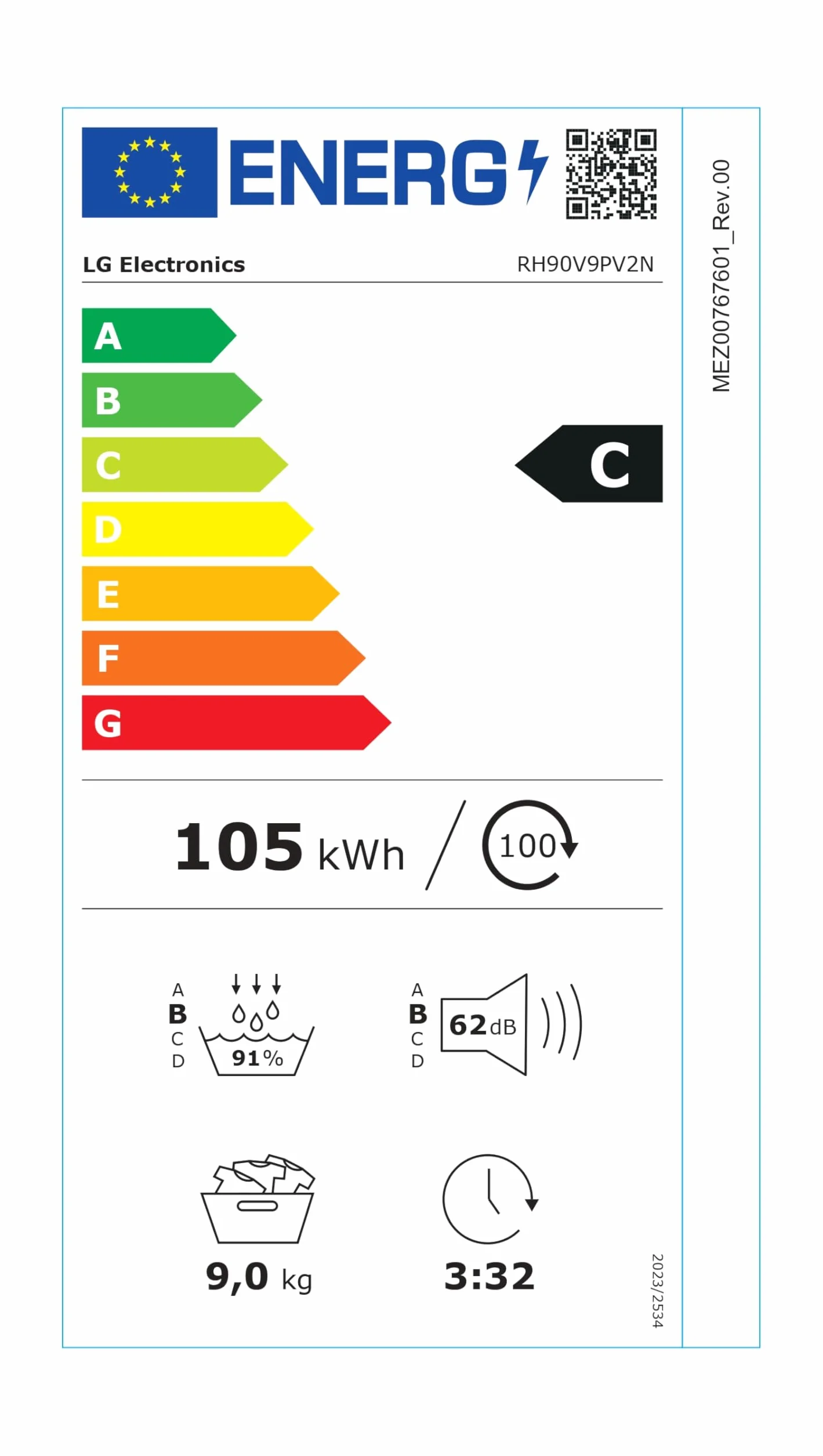 LG RH90V9PV2N Secadora de Ropa 9Kg Bomba de Calor Dual Invert Carga Frontal Serie 900 Inox Antihuellas