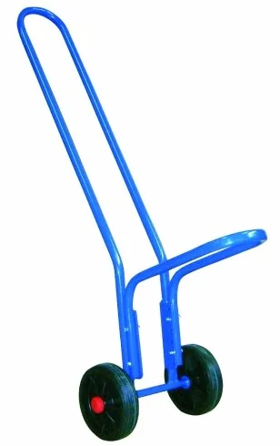 Carro Portasillas Pequeño Plegable con Base en Forma de L y Asa Fija, Azul, Acero, 4 Ruedas Sólidas, Caster, 75 Kg, 380 x 440 x 1320 mm