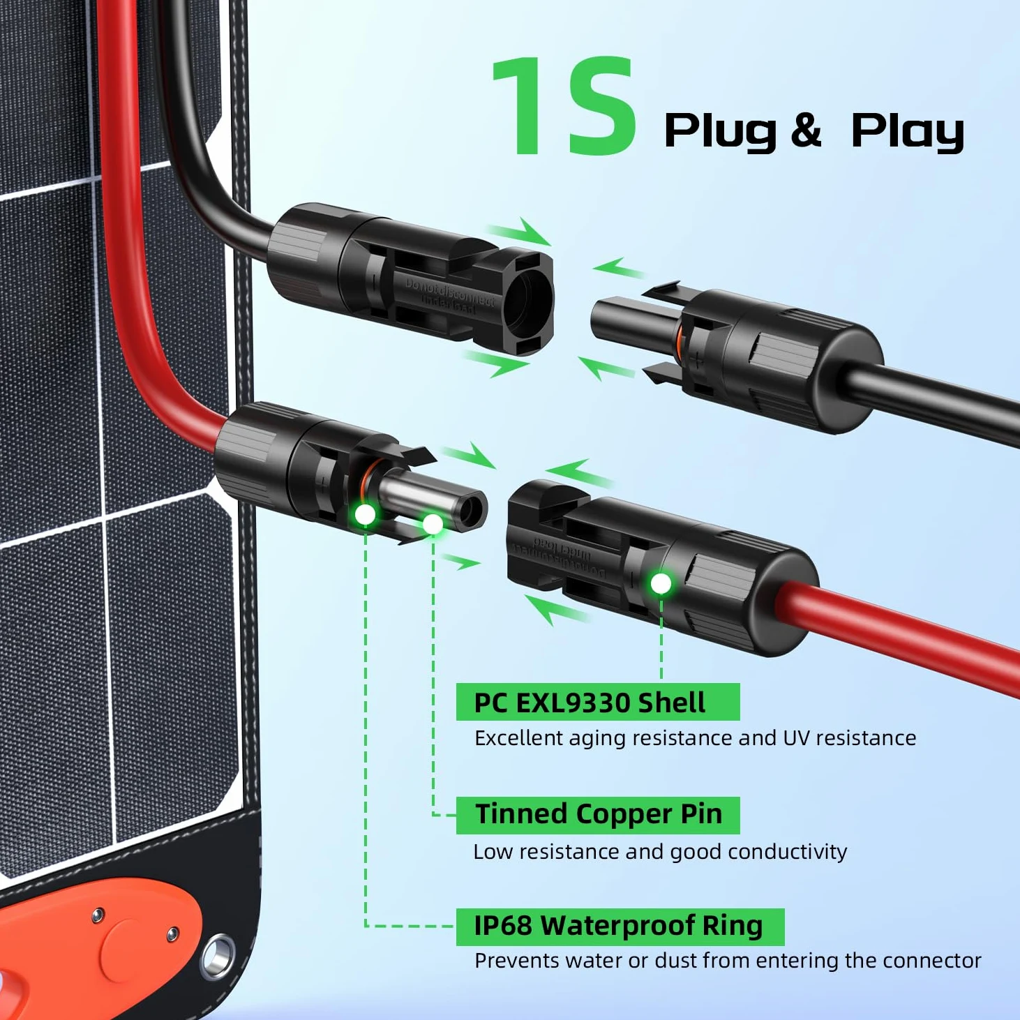 Bateria Power Cable de extensión de carga solar a XT60 de 12 AWG 10 pies conector solar a XT60 cable adaptador para panel solar a batería LiFePO4 RV estación de energía portátil generador solar