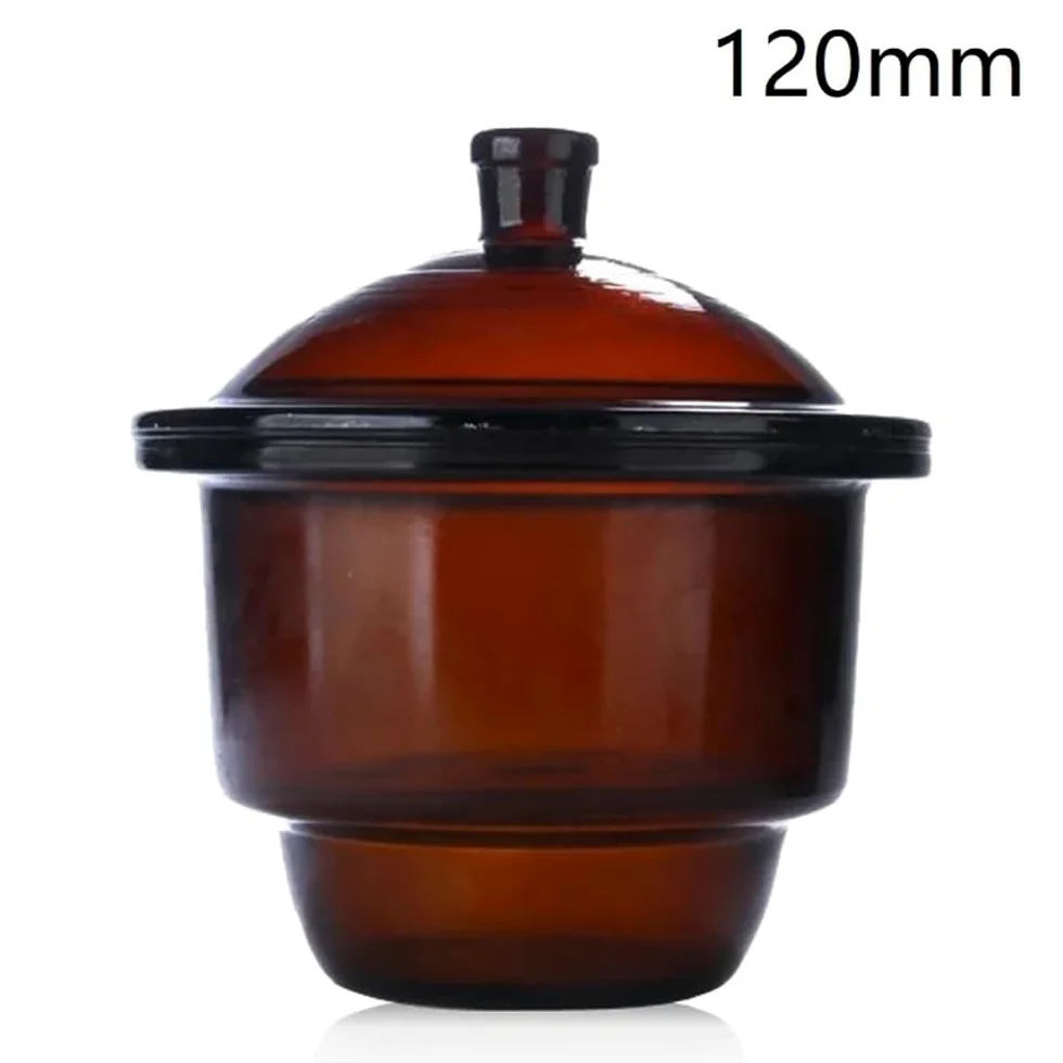 Equipos y suministros de laboratorio Desecador de vacío/normal 120 mm, vidrio transparente/marrón con placa llave paso esmerilada for laboratorio