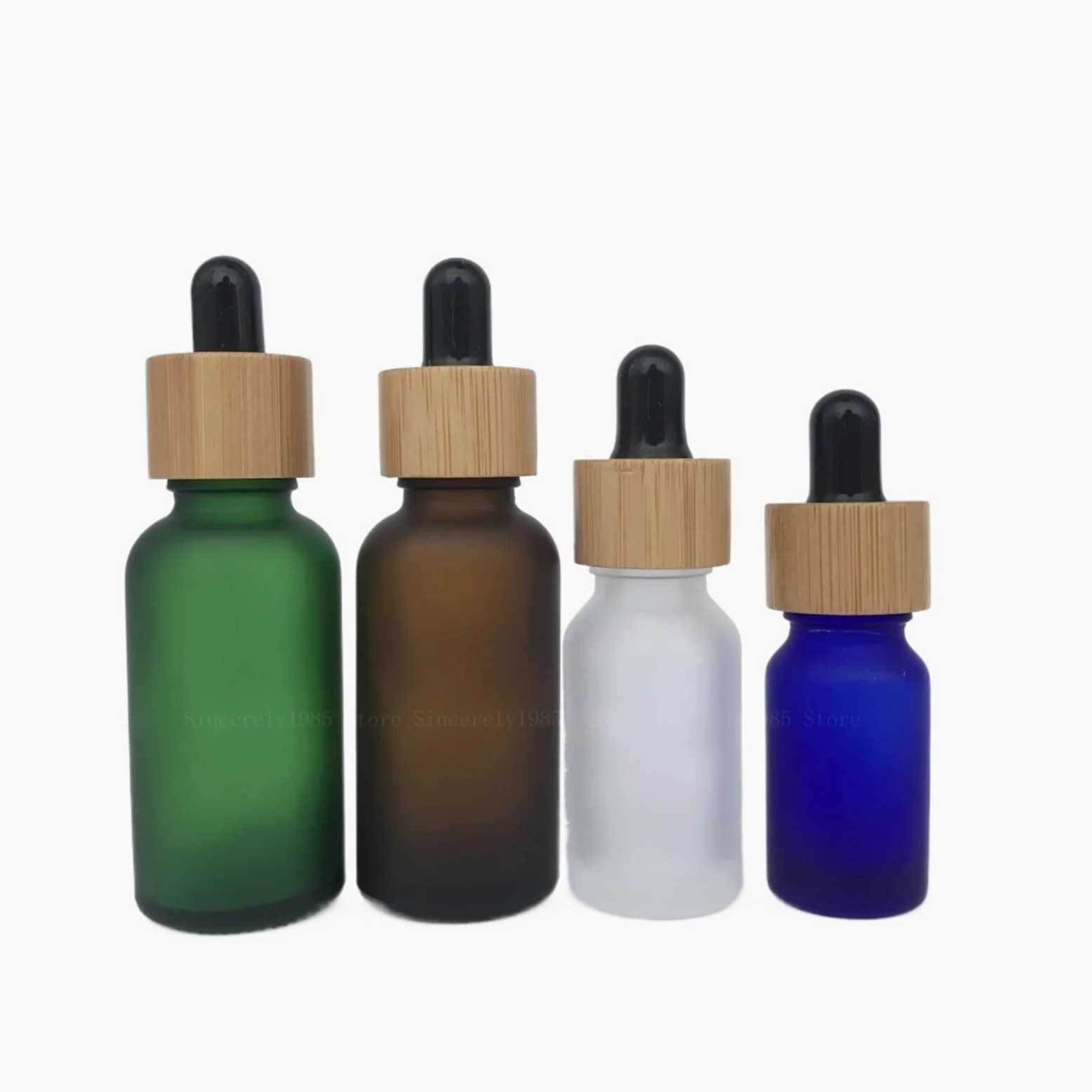 Gotero 10 Uds 5/10/15/20/30/50/100 ML botella cuentagotas esmerilada tapa pipeta botellas de gota vidrio mate grueso rellenable(Frosted Black,100ml)