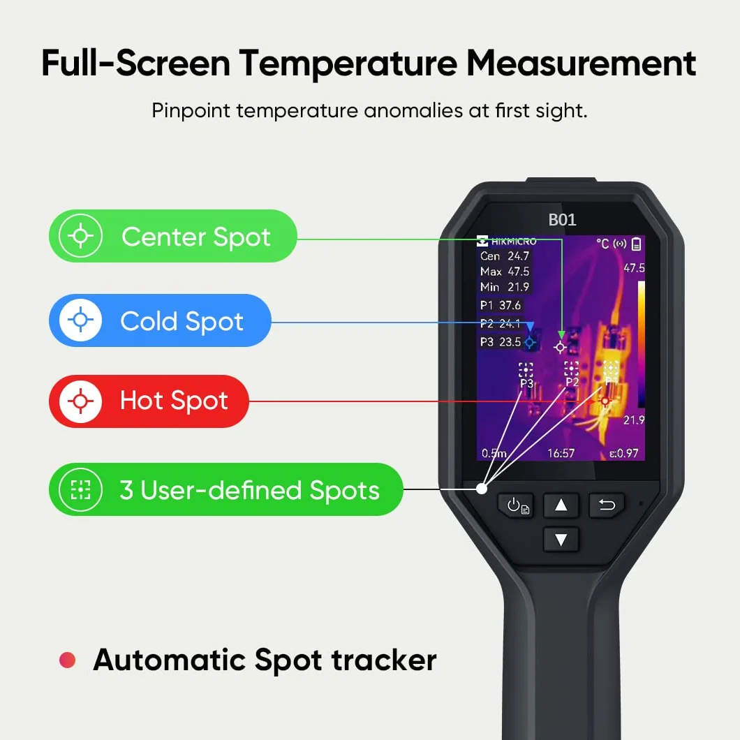 Cámara térmica HIKMICRO B01 SuperIR 320x240 256x192 25Hz WiFi LCD 3,2"