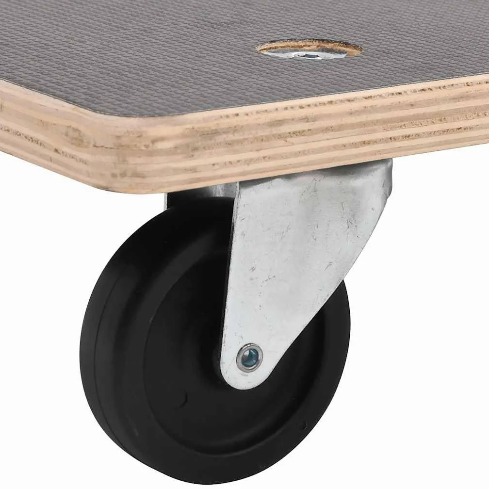 Carro de transporte 2 unidades rectangular 50 x 35 x 11,5 cm, capacidad de carga de 250 kg, madera contrachapada con revestimiento PF, antideslizante, para logística de almacén, envío