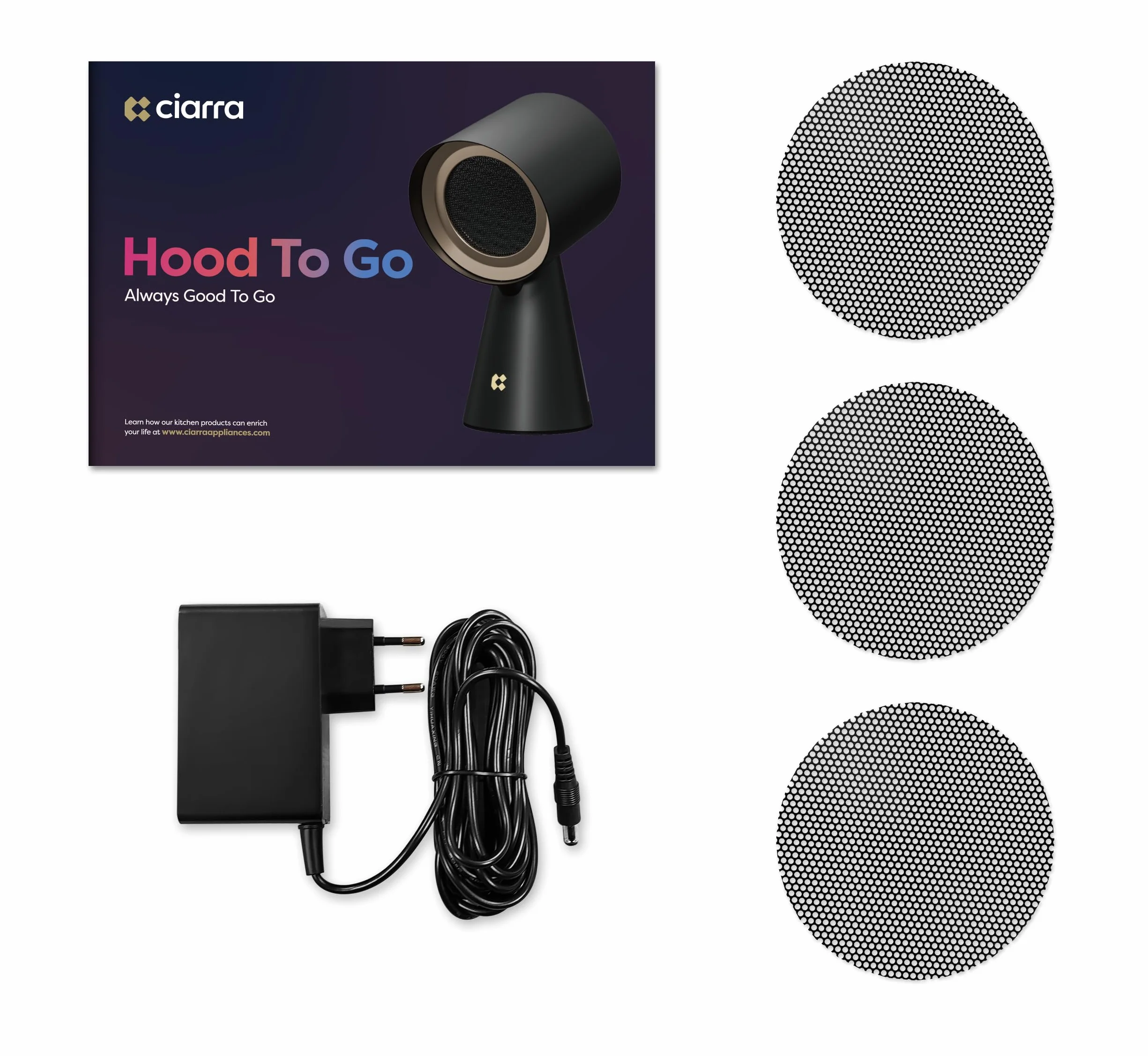 CIARRA CBPHB01 Campana Extractora de Escritorio 11.5kW/h 2 Velocidades, Mini Sobremesa Portable, Negro