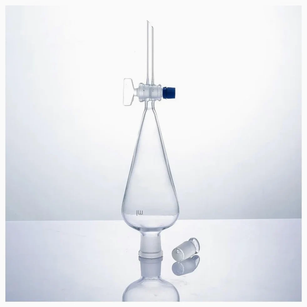 Equipos y suministros de laboratorio Embudo de decantación 1000 ml en forma pera con tapón vidrio esmerilado y llave paso. Equipo laboratorio