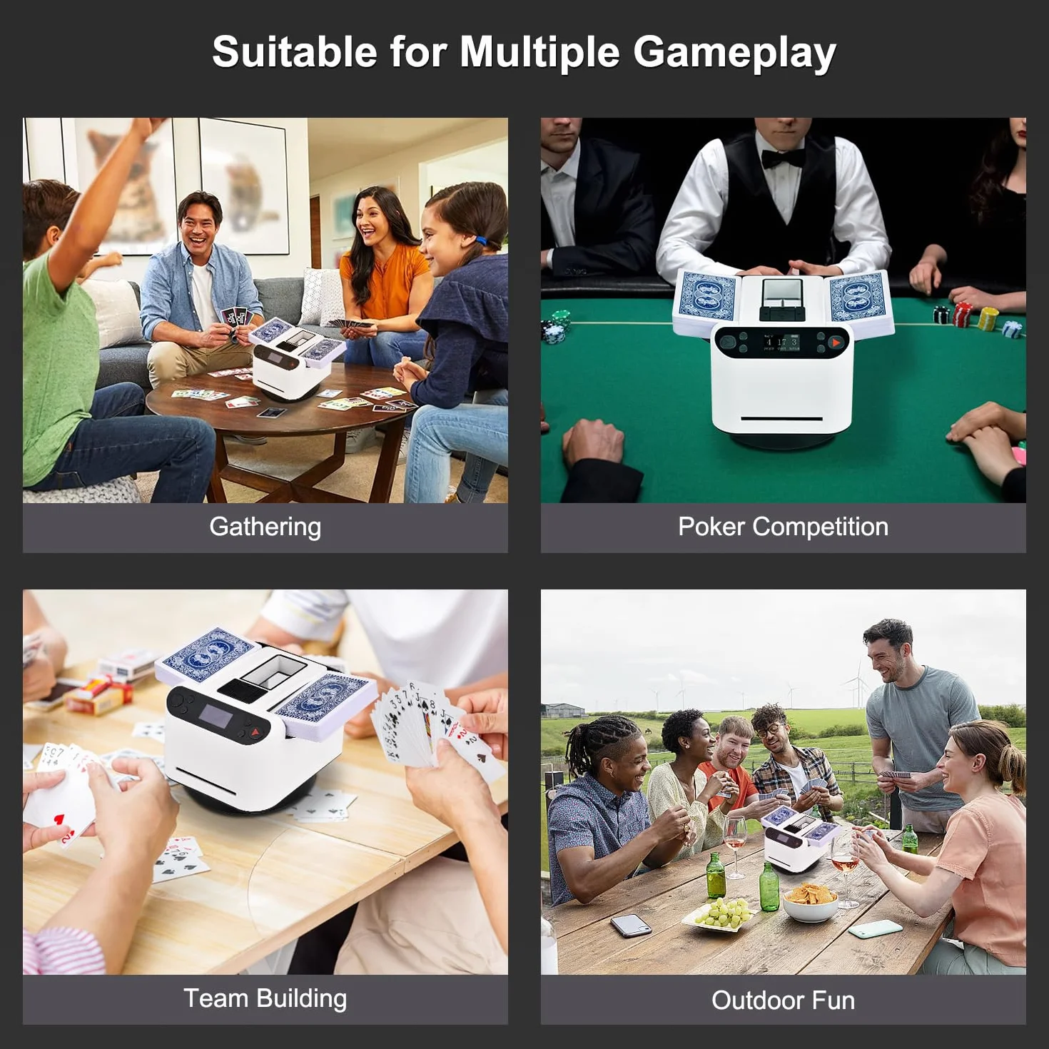 Apkezel Barajador de Cartas Automático 2 en 1, Mezclador y Repartidor 360° para Juegos de Cartas