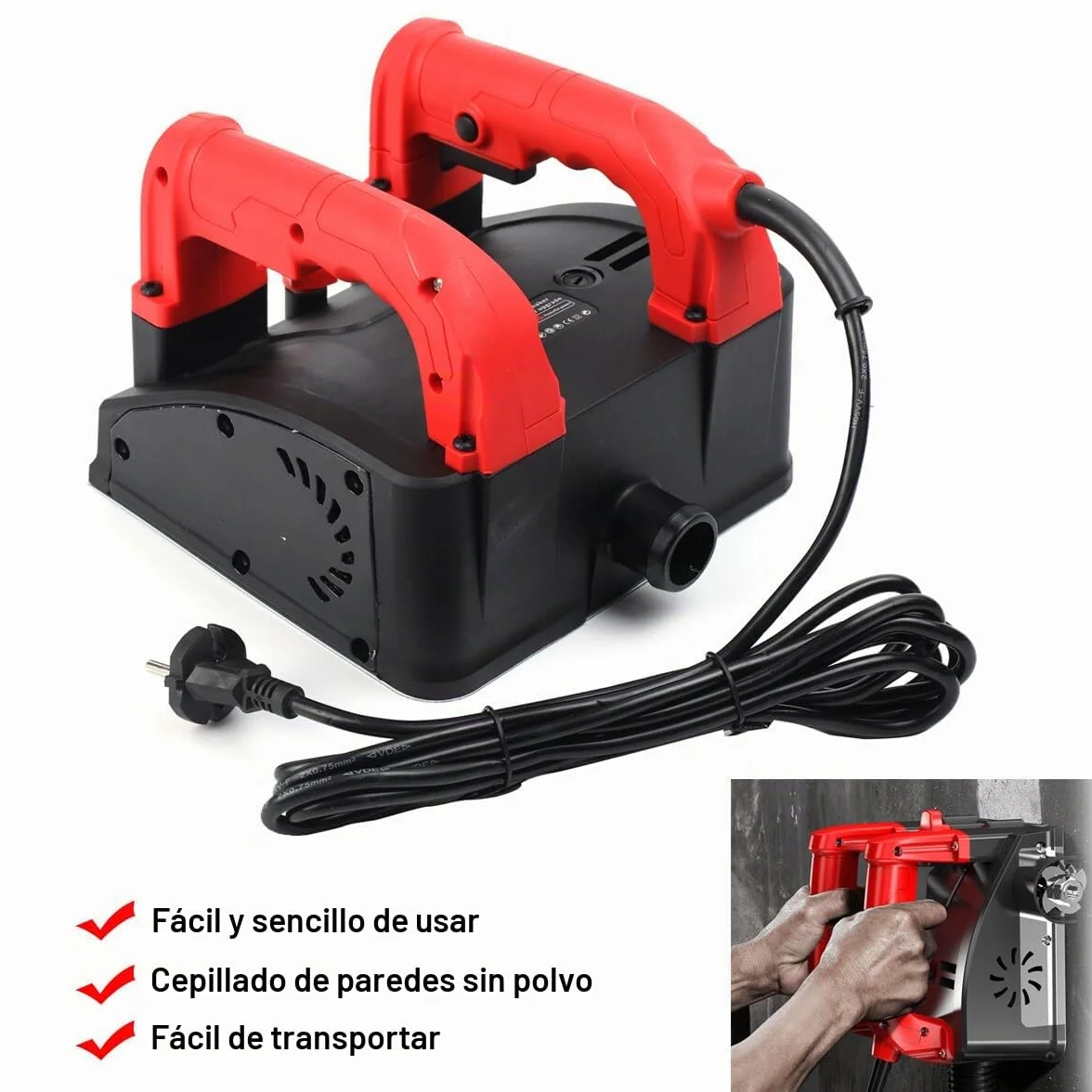 Cepillador eléctrico de pared para yeso, 1200 W, 1-4 mm, ajuste de profundidad, mango doble antideslizante, 150 mm de ancho de fresado, 1000 – 4000 rpm