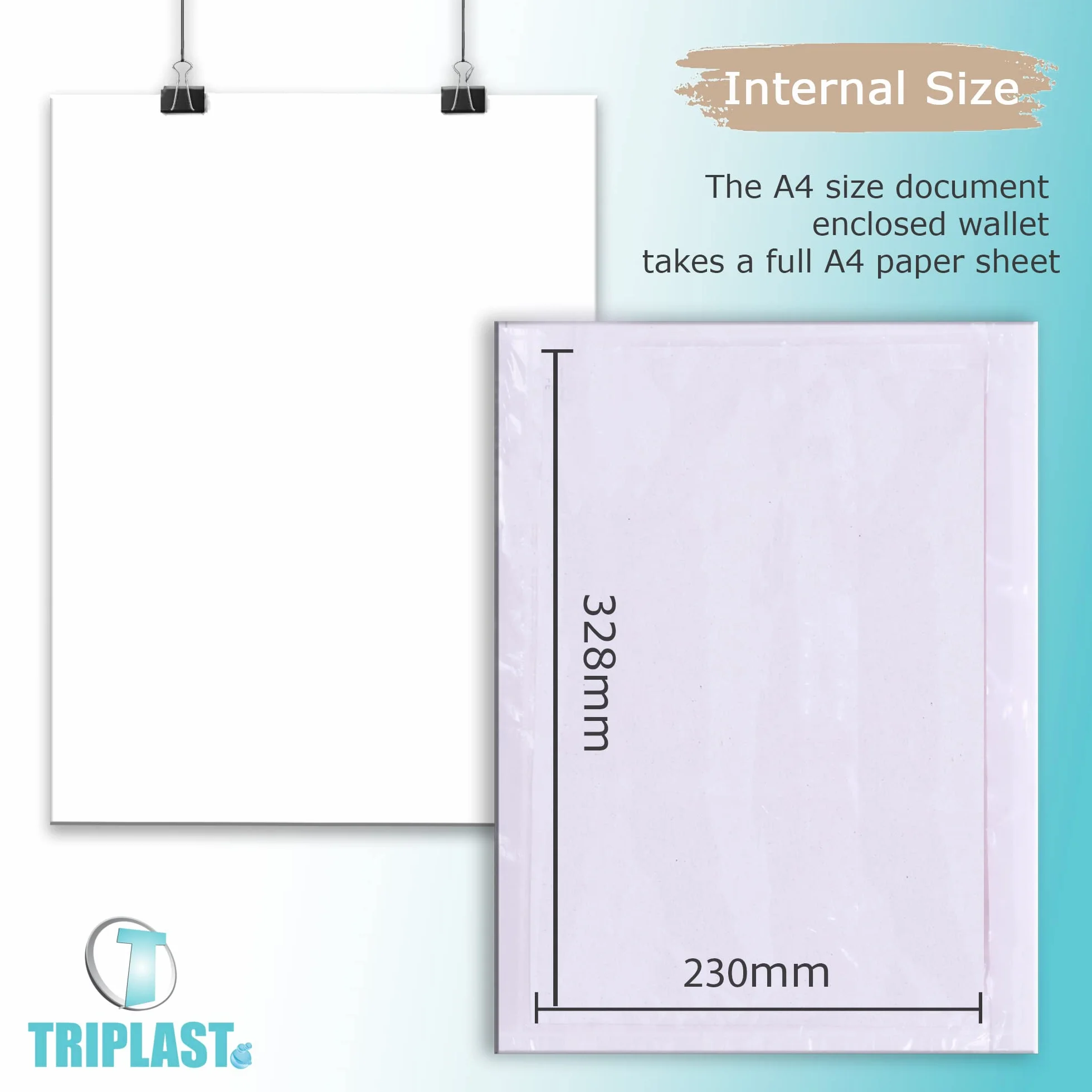 Triplast 1000 sobres plásticos transparentes A4 328x230 mm para documentos