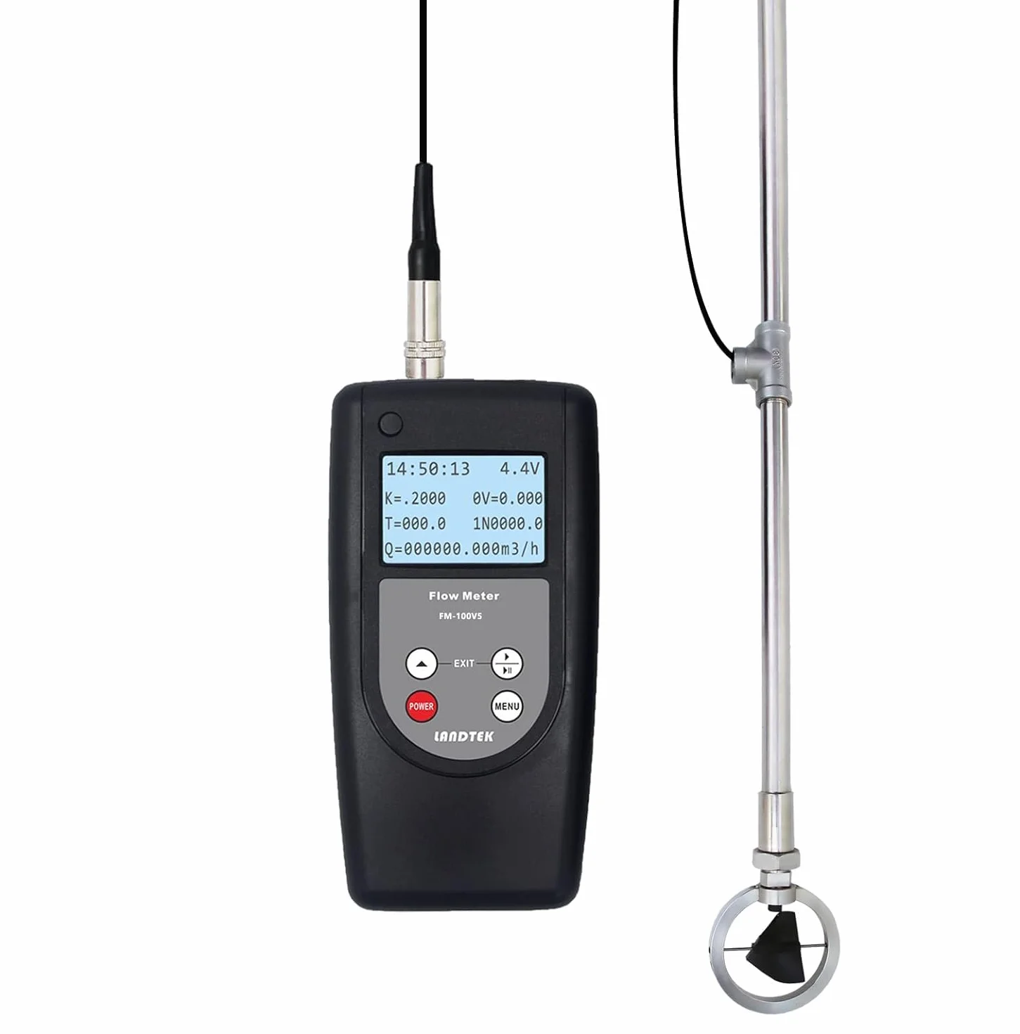FM-100V5 Medidor de caudal portátil Probador de velocidad de agua 0.01-5.00 m/s