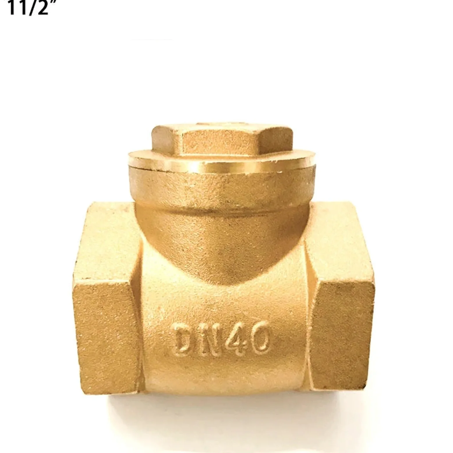 Válvula antirretorno con boca de alambre de latón horizontal de 1/2 3/4 1 2 pulgadas, válvula de retención con rosca hembra de cobre completo, 1 unidad(1-1/2")