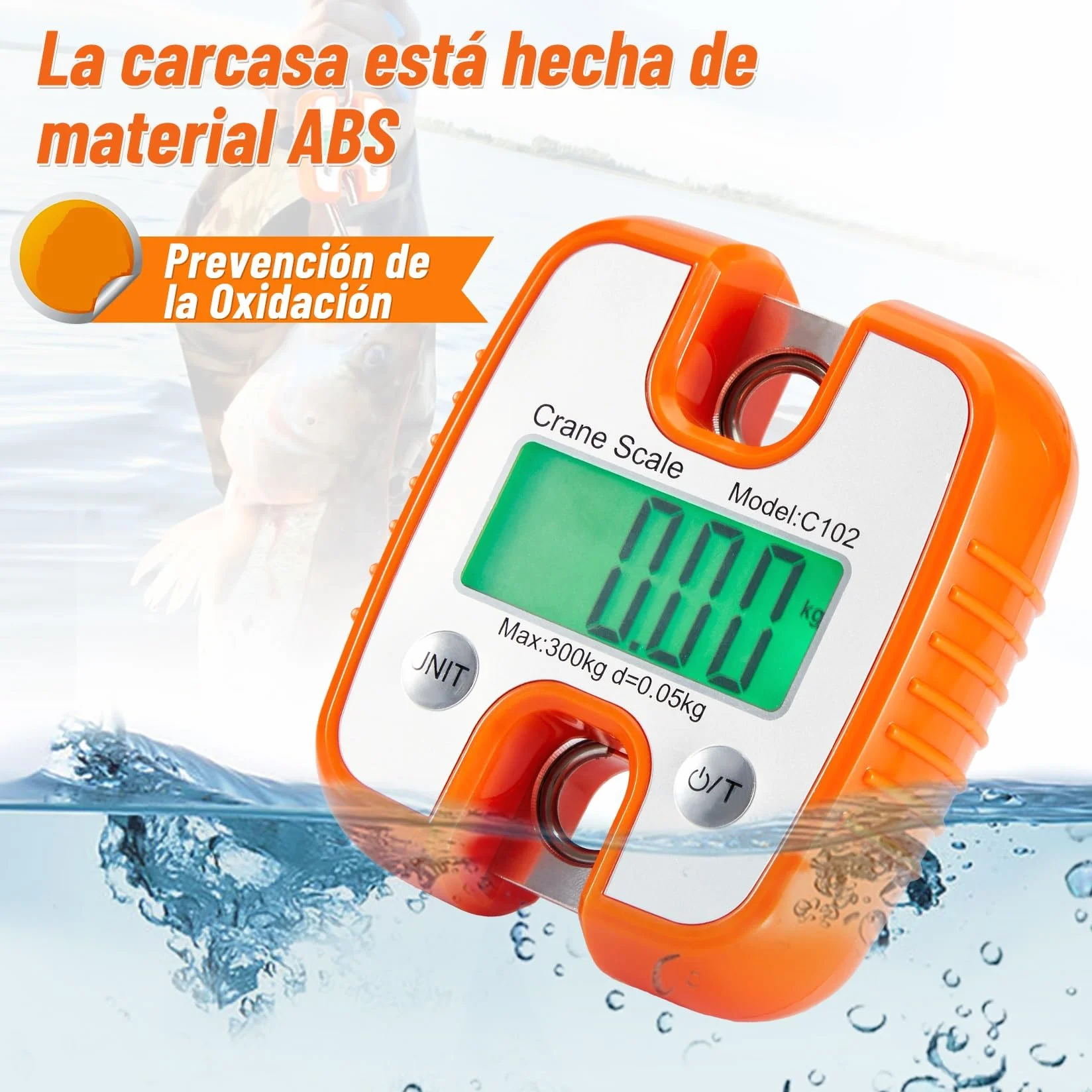 CarBole Báscula de Grúa Digital de 300KG/660lb,Báscula Portátil de Elevación con Pantalla LCD y Gancho Robusto,para Usos Industriales