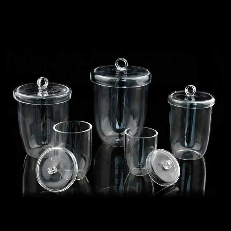 Crisoles de vidrio de cuarzo for laboratorio (con tapa): resistentes a altas temperaturas, disponibles en tamaños de 10 ml a 300 ml(200ml)