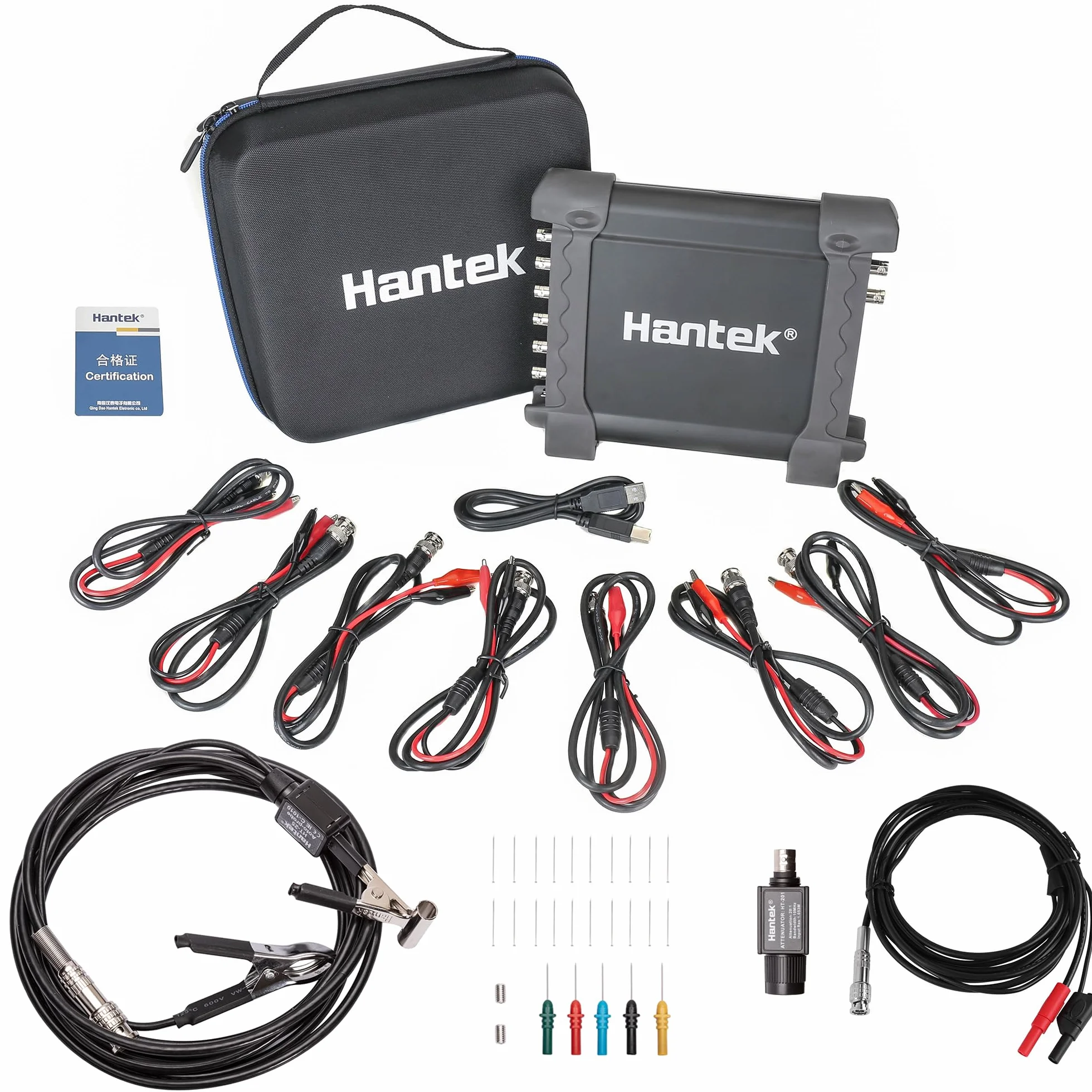 Hantek 1008C+HT201+HT30A+HT307 PC USB 8CH Diagnóstico Automotriz Osciloscopio Digital/DAQ/Generador Programable