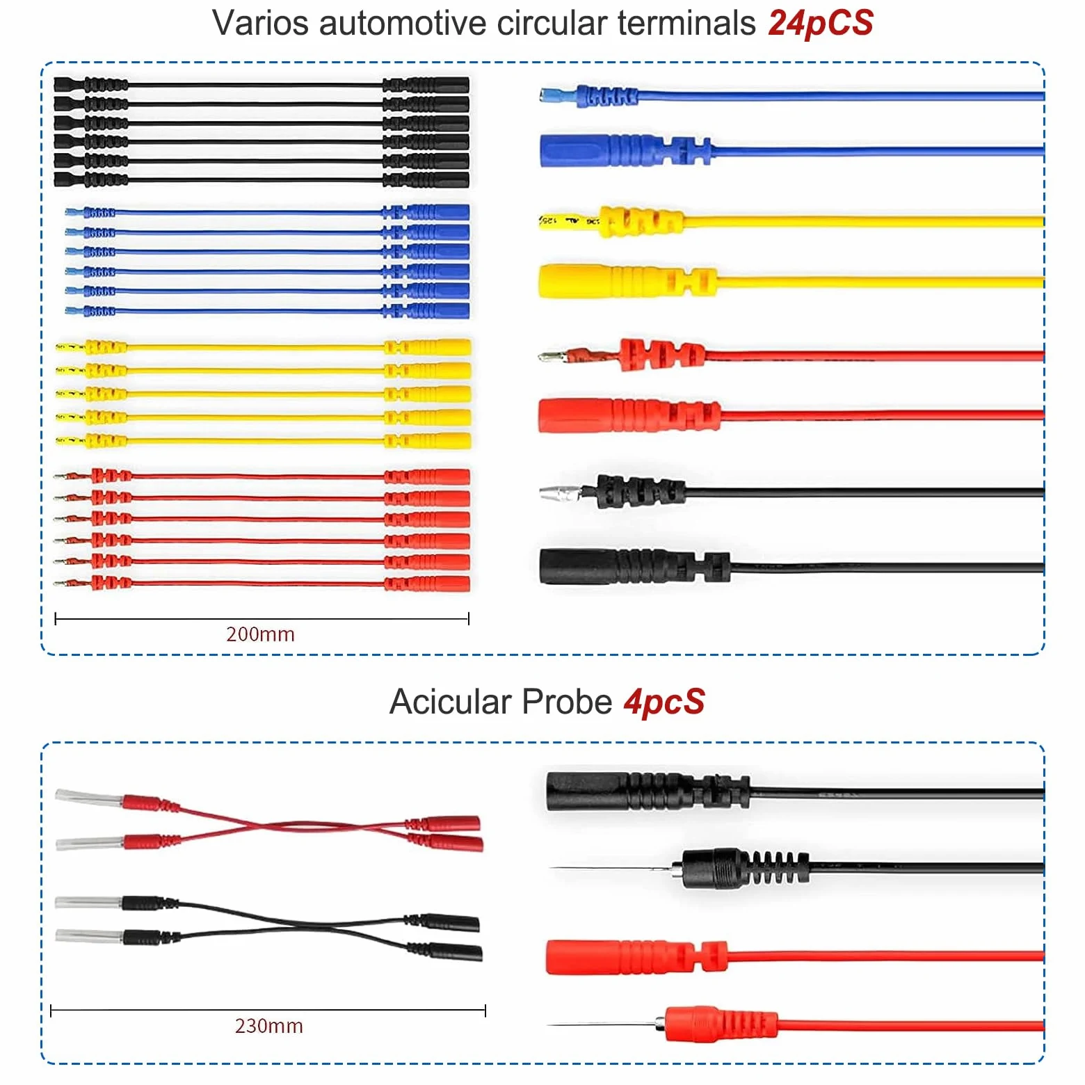 Kit de Cables de Prueba de Multímetro Eléctrico 92 | Kit de Cables de Prueba de Circuito, Automotriz Multifunción con 72 Terminales, Pinzas de Cocodrilo y Sondas de Prueba