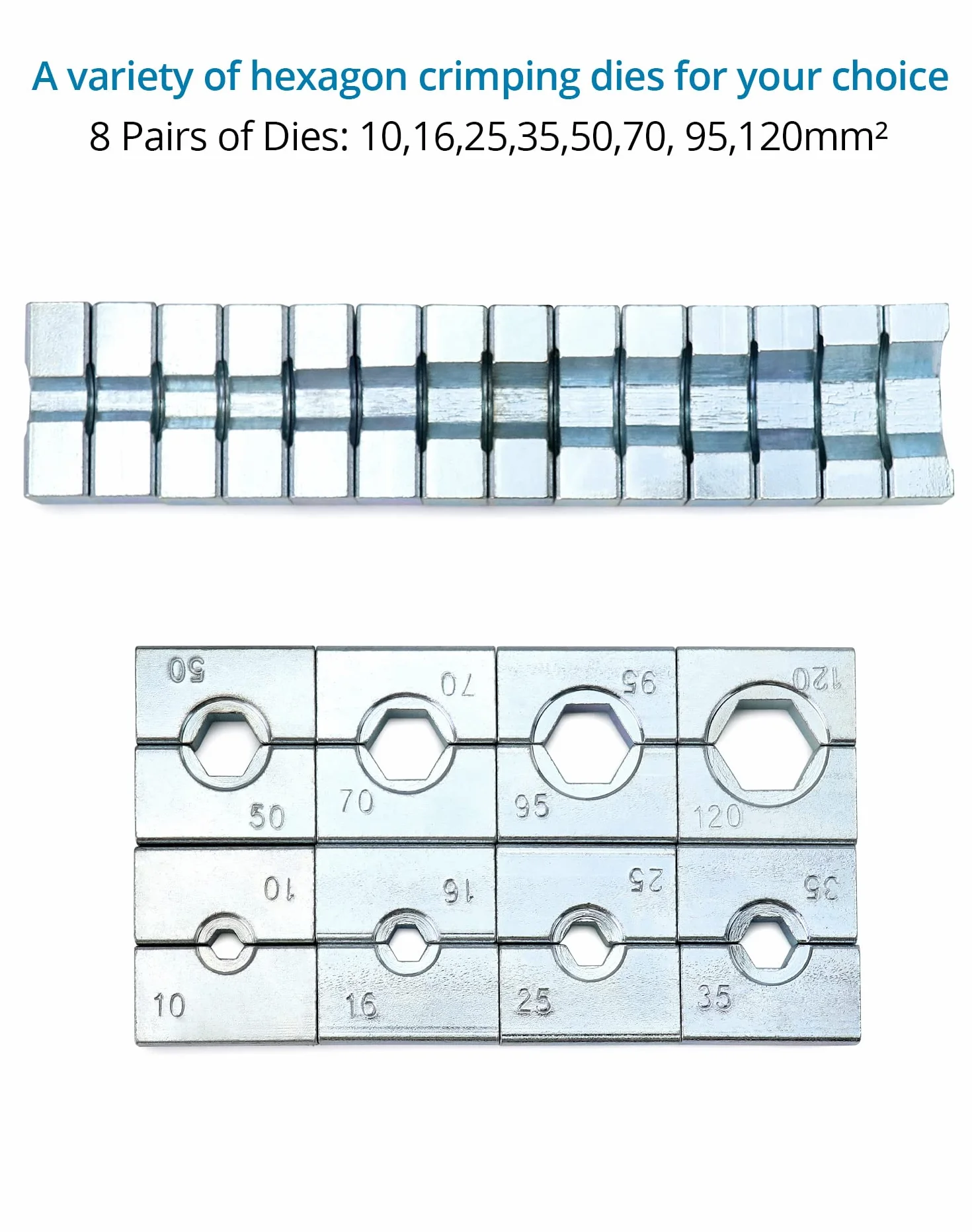 QWORK Crimpadora Hidráulica 12T, Trazo 12mm, 8 Matrices 10-120 mm²