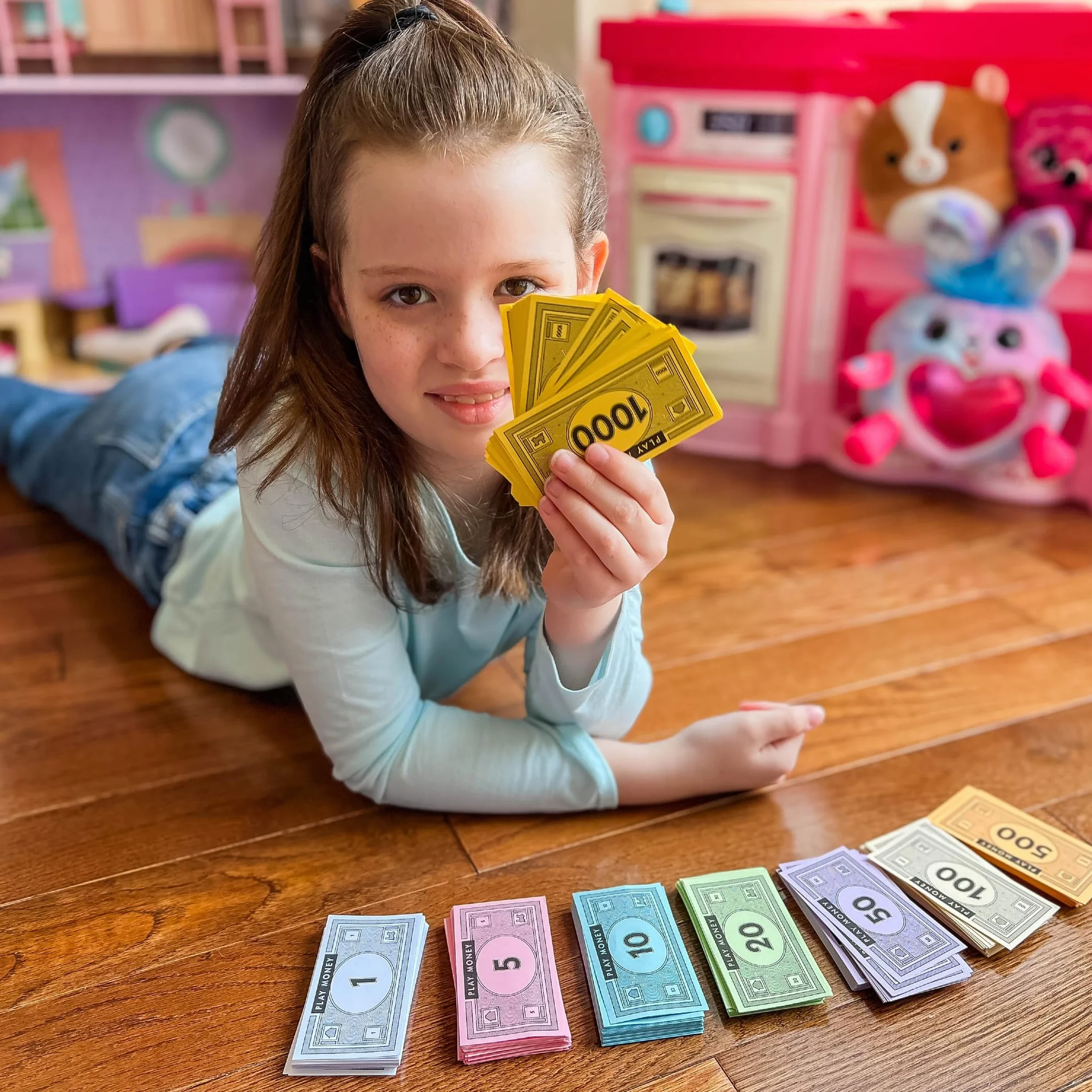 Dinero Ficticio Opoly 520 piezas Dinero Falso Juegos Mesa 65 billetes 8 denominaciones 1 5 10 20 50 100 500 1000 €