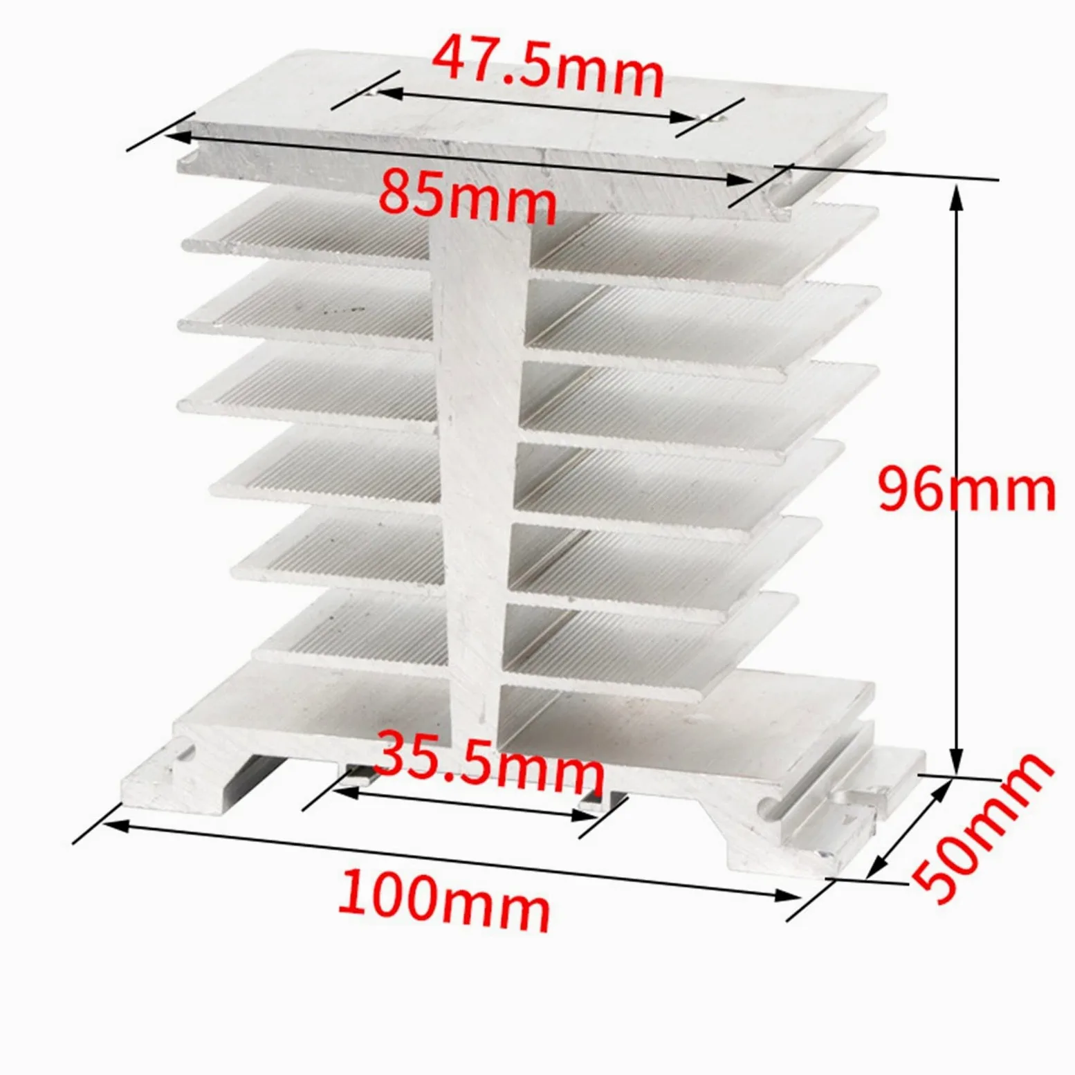 5 uds relé de estado sólido monofásico SSR disipador de calor de aluminio disipador disipadores de calor adecuados for relé de 10A a 120A(5Pcs Single Phase10A-120A)