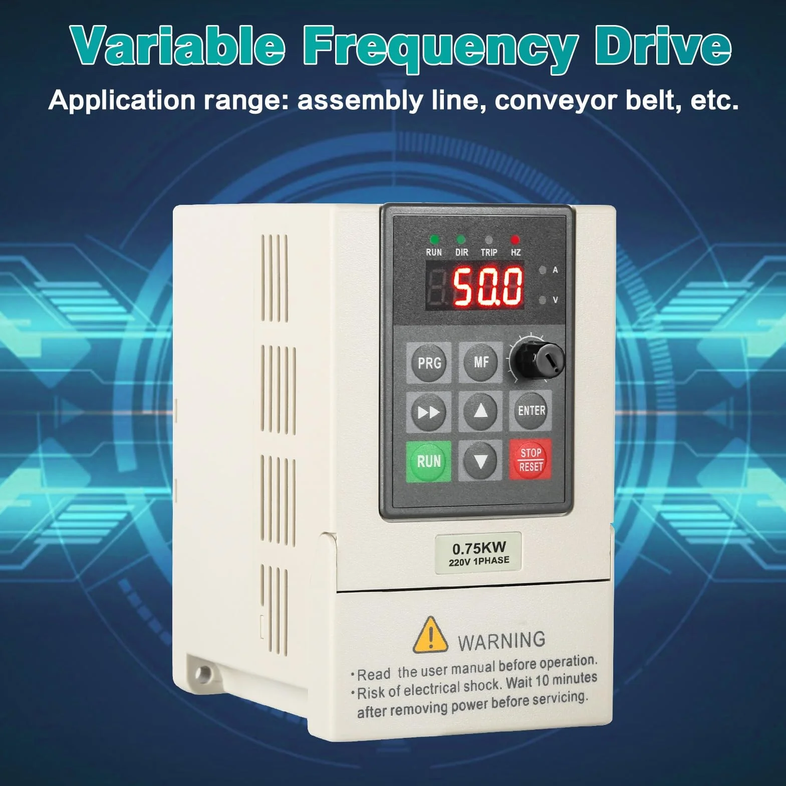 Jadeshay Variador de Frecuencia Monofásico a Trifásico VFD 0.75KW 220V a 380V 1HP para Motor con Control CNC Pantalla HD y Protección Múltiple Incluye Cable de Extensión de 2m