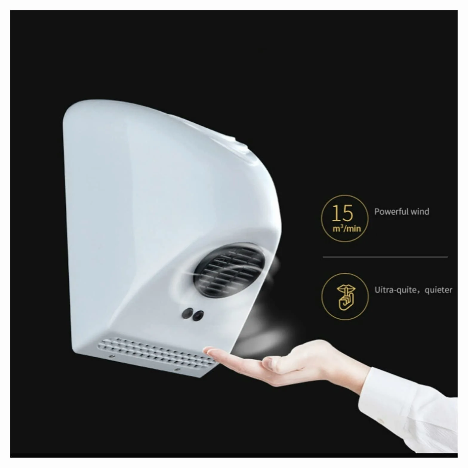 Secador de manos automático eléctrico montado en pared para baño comercial