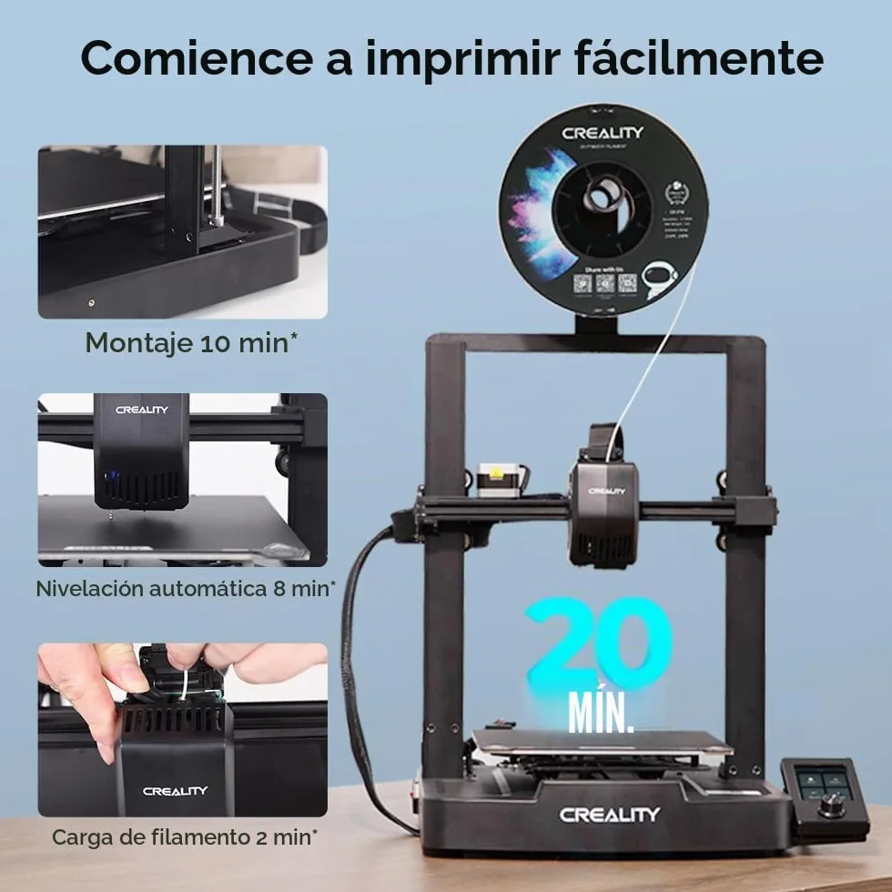 Creality Ender 3 V3 SE Impresora 3D con Velocidad de impresión de 250 mm/s Sensor de tensión táctil CR Extrusor Directo Doble Eje Z y Eje Y Impresión 8.6 * 8.6 * 9.8in