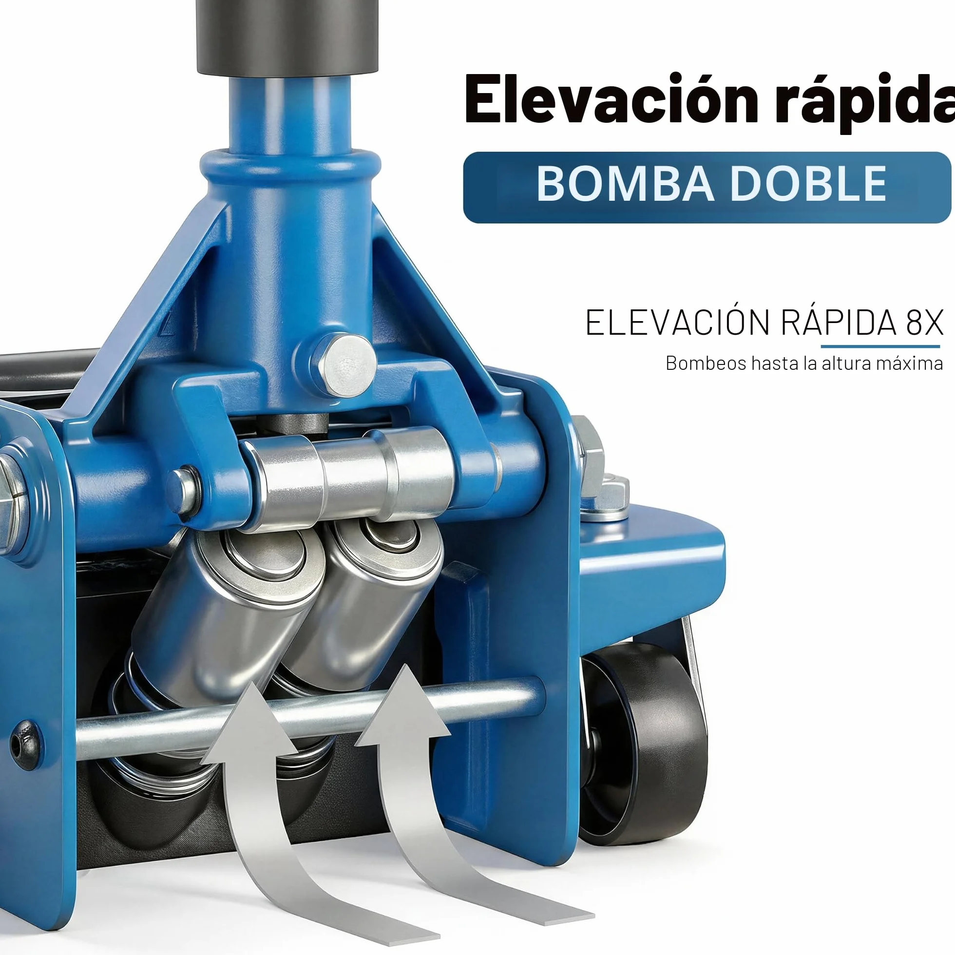 STIX Gato Hidráulico PLN-01 - Capacidad 3T, Perfil Bajo 75 mm, Altura Máxima 505 mm, Construcción Robusta, Doble Bomba, Ideal para Talleres y Uso Doméstico