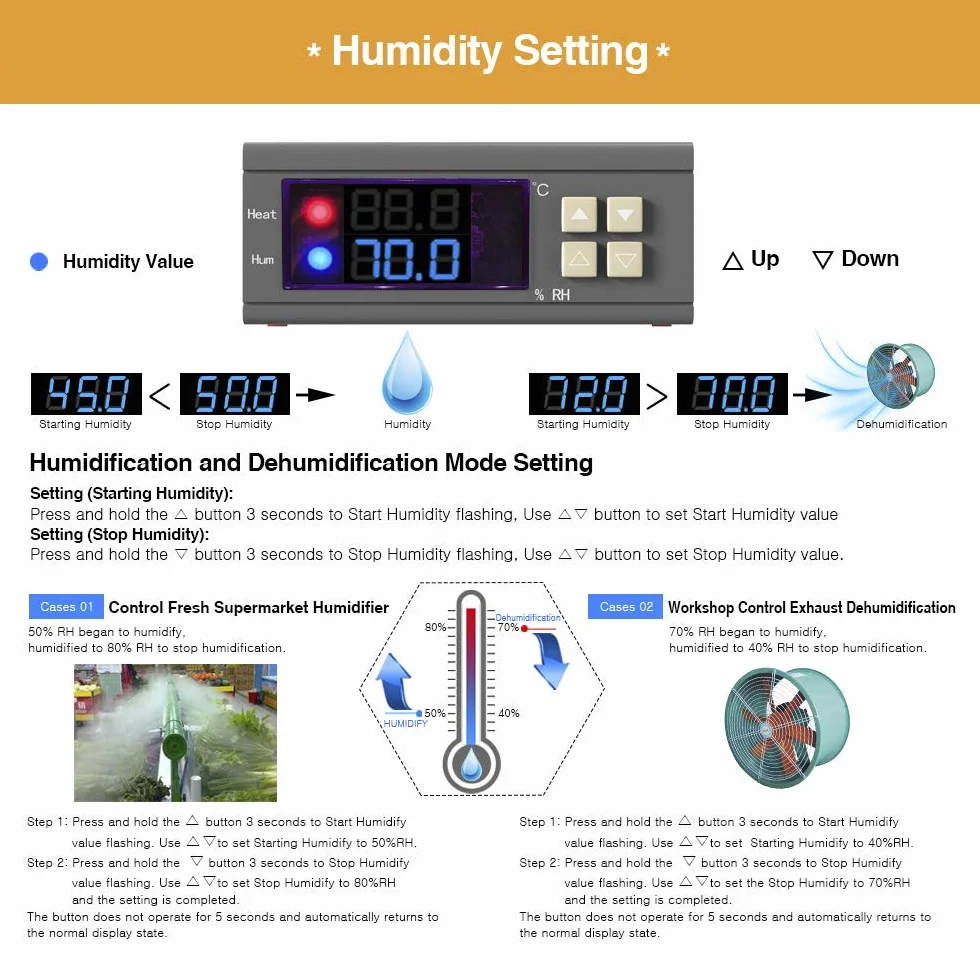 Regulador de temperatura digital SHT2000 AC 110V-230V termostato con sonda de calefacción refrigeración humidificación