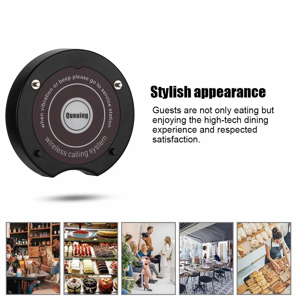 de Llamadas inalámbricas para Llamadas de Clientes de buscapersonas de Restaurante para camareros con 1 remitente con Teclado + buscapersonas de 20 Posavasos(Negro)