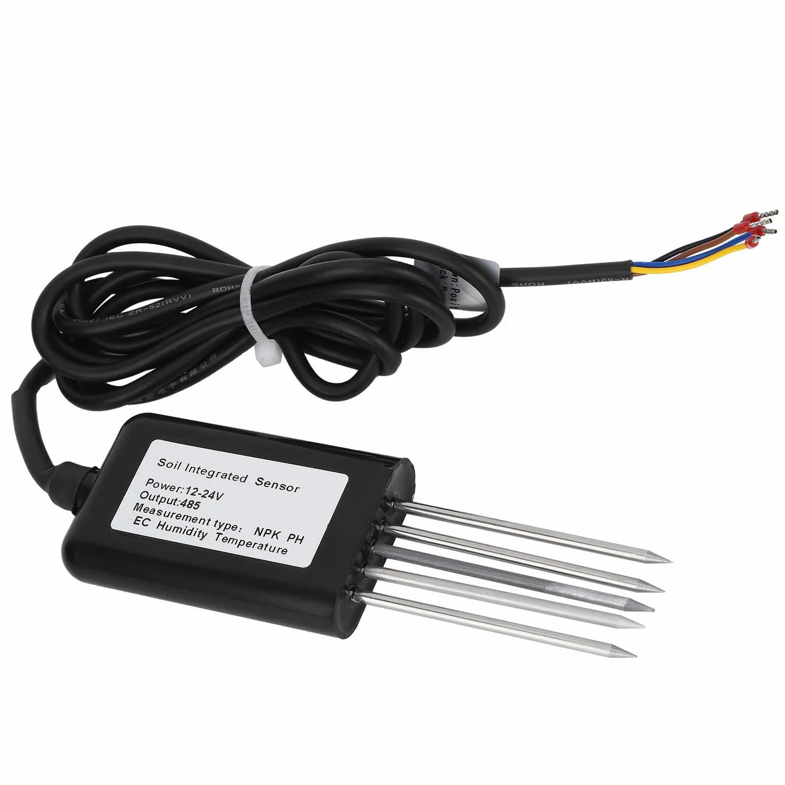Multiparámetro RS485 5 Pines PH NPK Temperatura y Humedad Sensor EC Probador de Conductividad para Cultivo de Plantas Invernadero Plástico como Se Muestra 1 Pieza