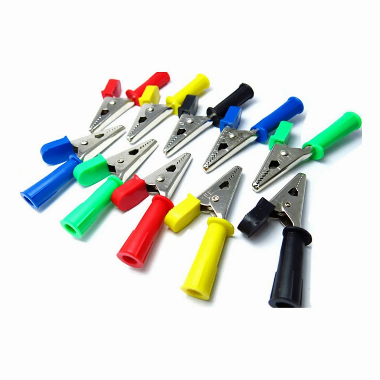 20 unids/Lote Clip de Prueba de Pinza de cocodrilo Color Rojo/Negro/Amarillo/Azul/Verde con Apertura de Conector de 4mm 10mm
