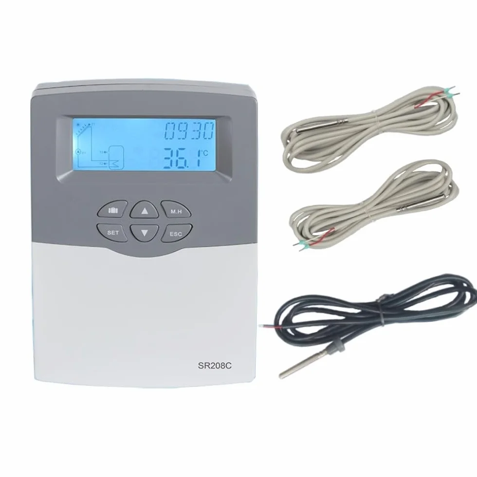 Controlador De Calentador De Agua Solar Inteligente Con WIFI SR208C, Aplicación For Control Remoto, Sensor De Temperatura, Medición De Tanque Y Colector(SR208C WiFi Version)