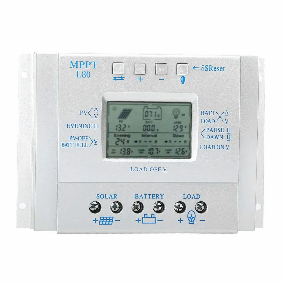 Hyuduo Controlador de Carga Solar MPPT 80A, Tecnología MPPT Avanzada, Control Inteligente, Protección contra Subtensión de Batería, Compatible con Inversores de Energía Eólica Solar
