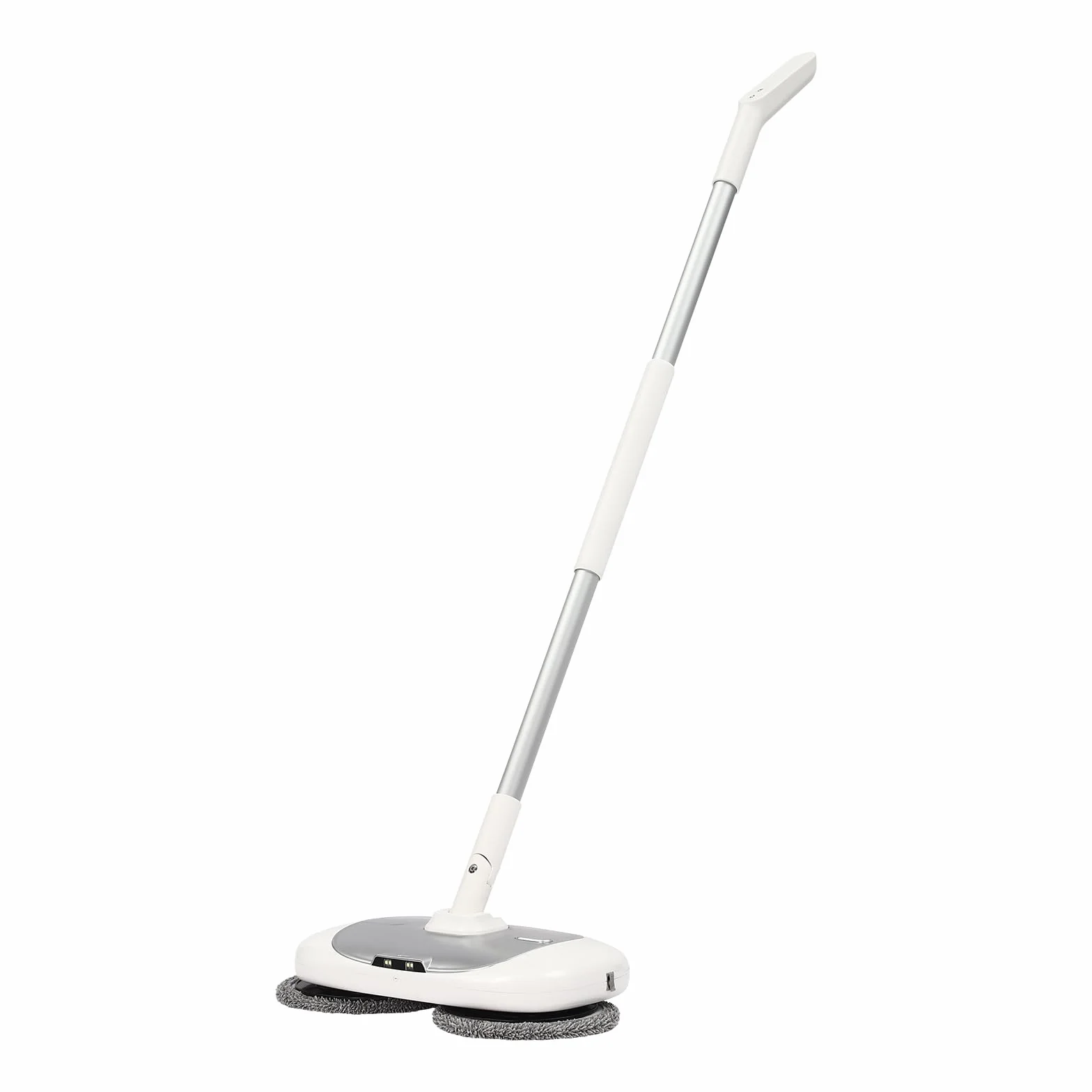 Fregona eléctrica inalámbrica con cubo de limpieza, depósito de agua de 400 ml e iluminación LED, fregona vibratoria, mopa autolimpiante (plata, blanco)