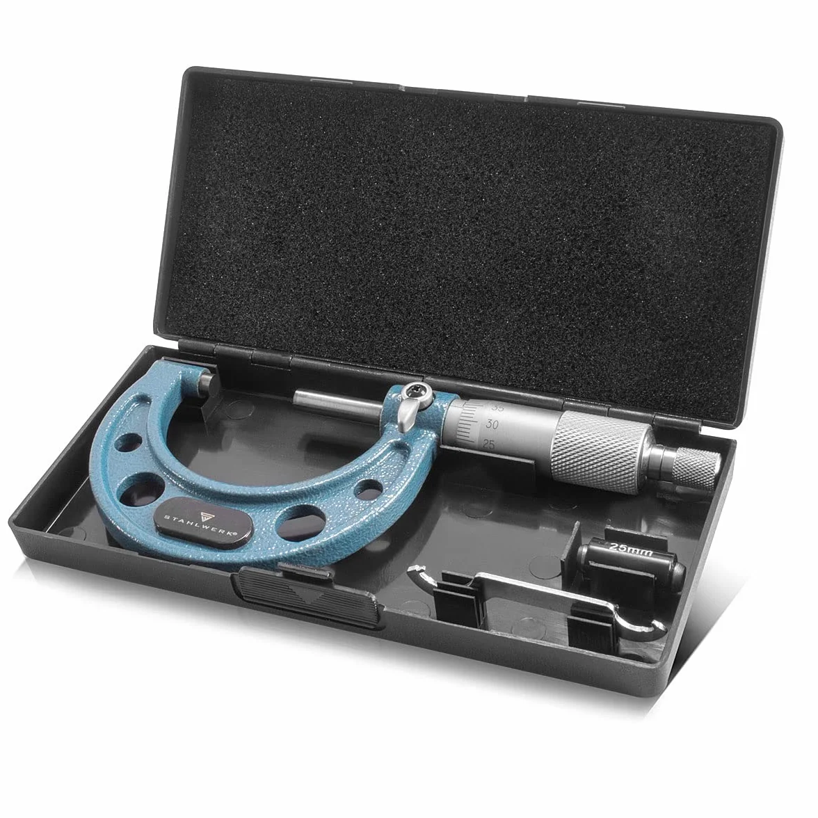 Micrómetro de exteriores STAHLWERK con rango de medición 25-50 mm DIN 863 micrómetro/tornillo micrométrico
