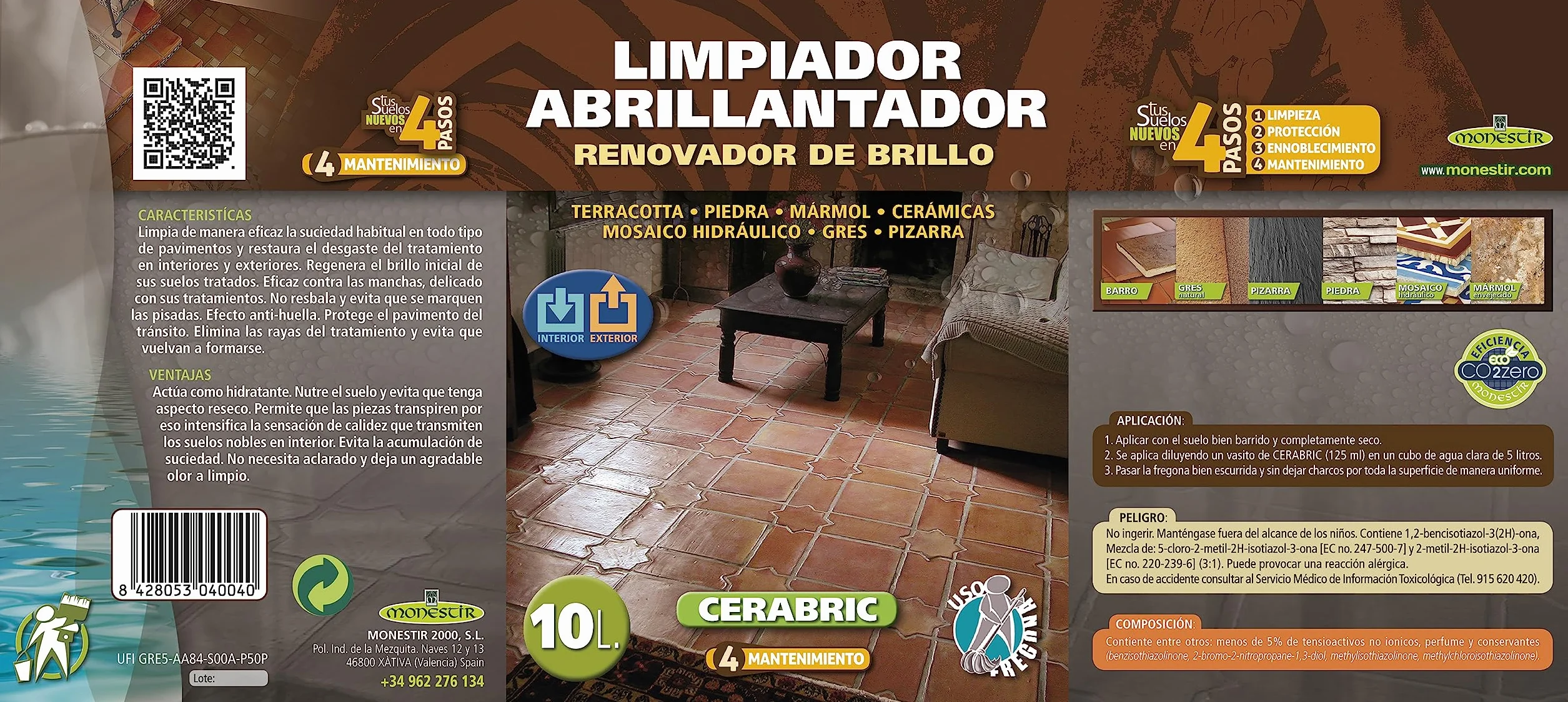 Monestir - Cerabric Limpiador Abrillantador Renovador Brillo - 10 Litros