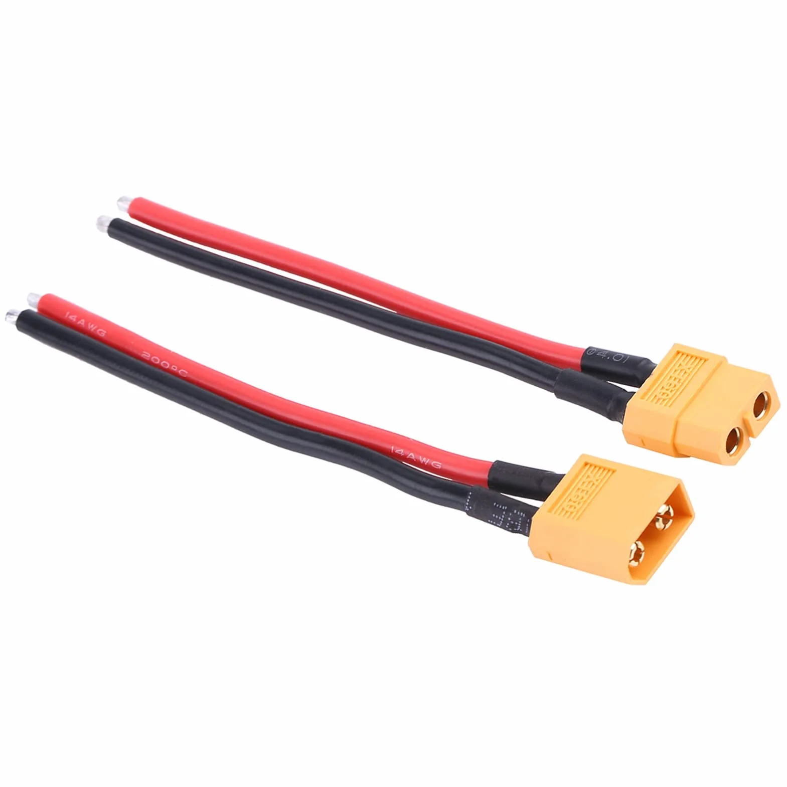 Xt60 Pigtail Macho y Hembra Enchufe 2 Piezas 14AWG Cable de Silicona para Conexiones de Batería RC