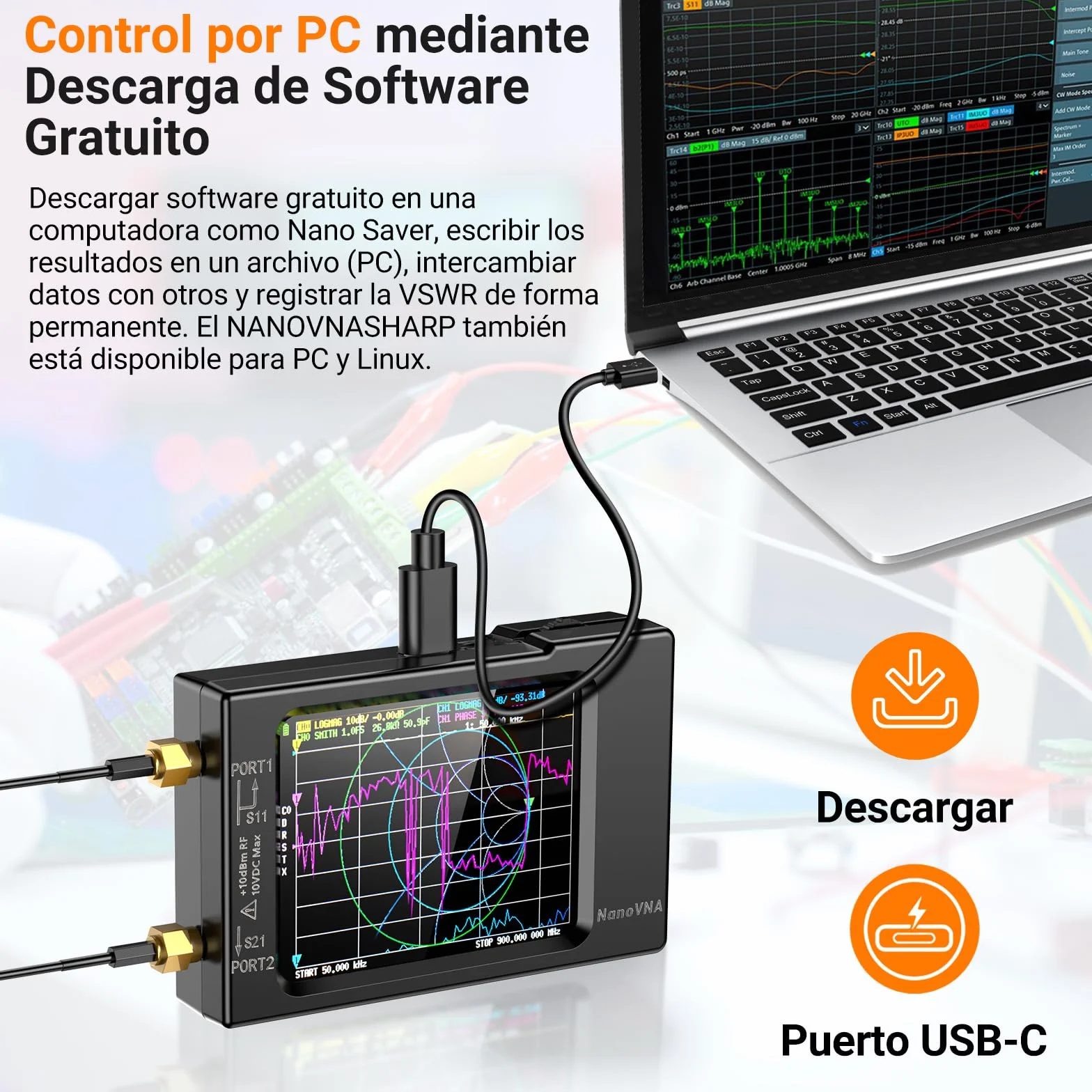 Elikliv NanoVNA-H Analizador Vectorial de Redes, Analizador de Antenas 10KHz-1,5GHz, HF VHF UHF Medición de Parámetros S, VSWR y Análisis de Picos, Fase, Retardo, Gráfico Smith