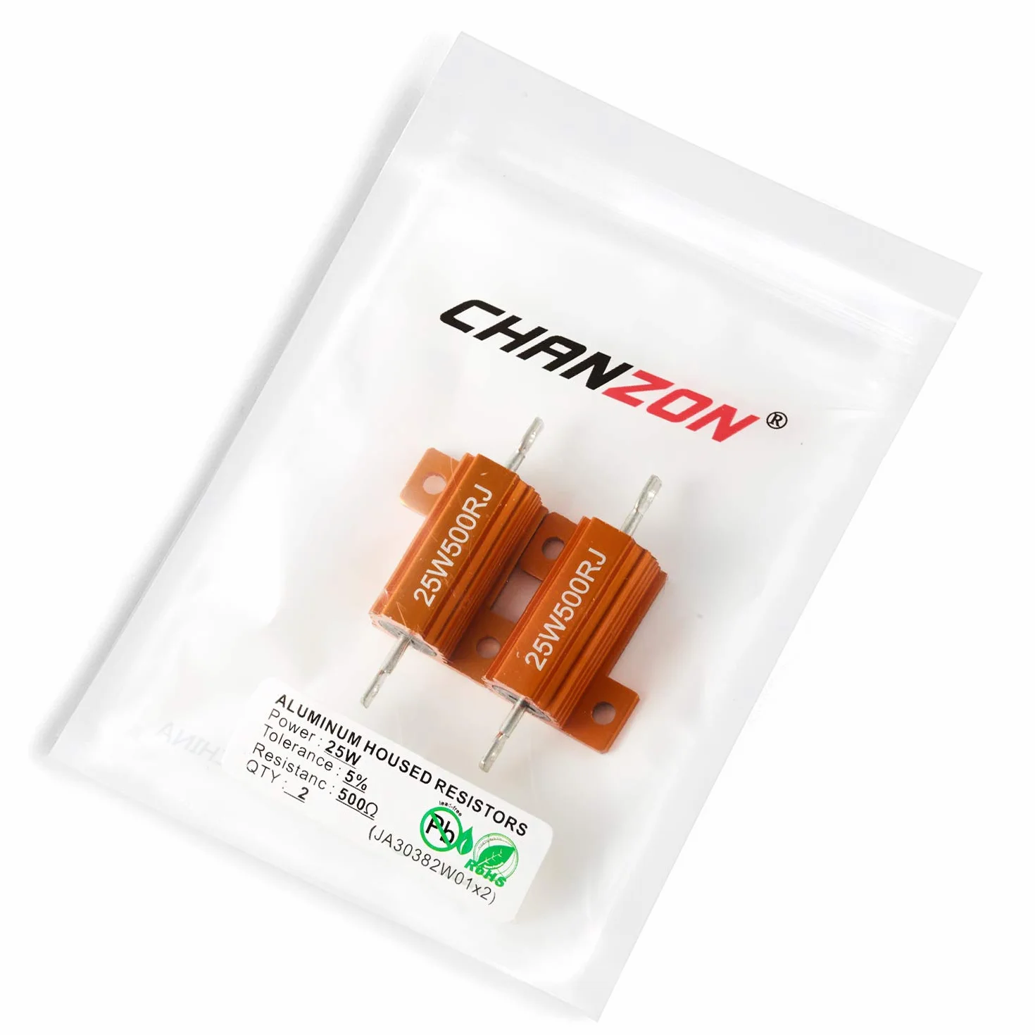 Chanzon Resistencia de carga Resistor bobinado 500Ω 25W ±5% 500R
