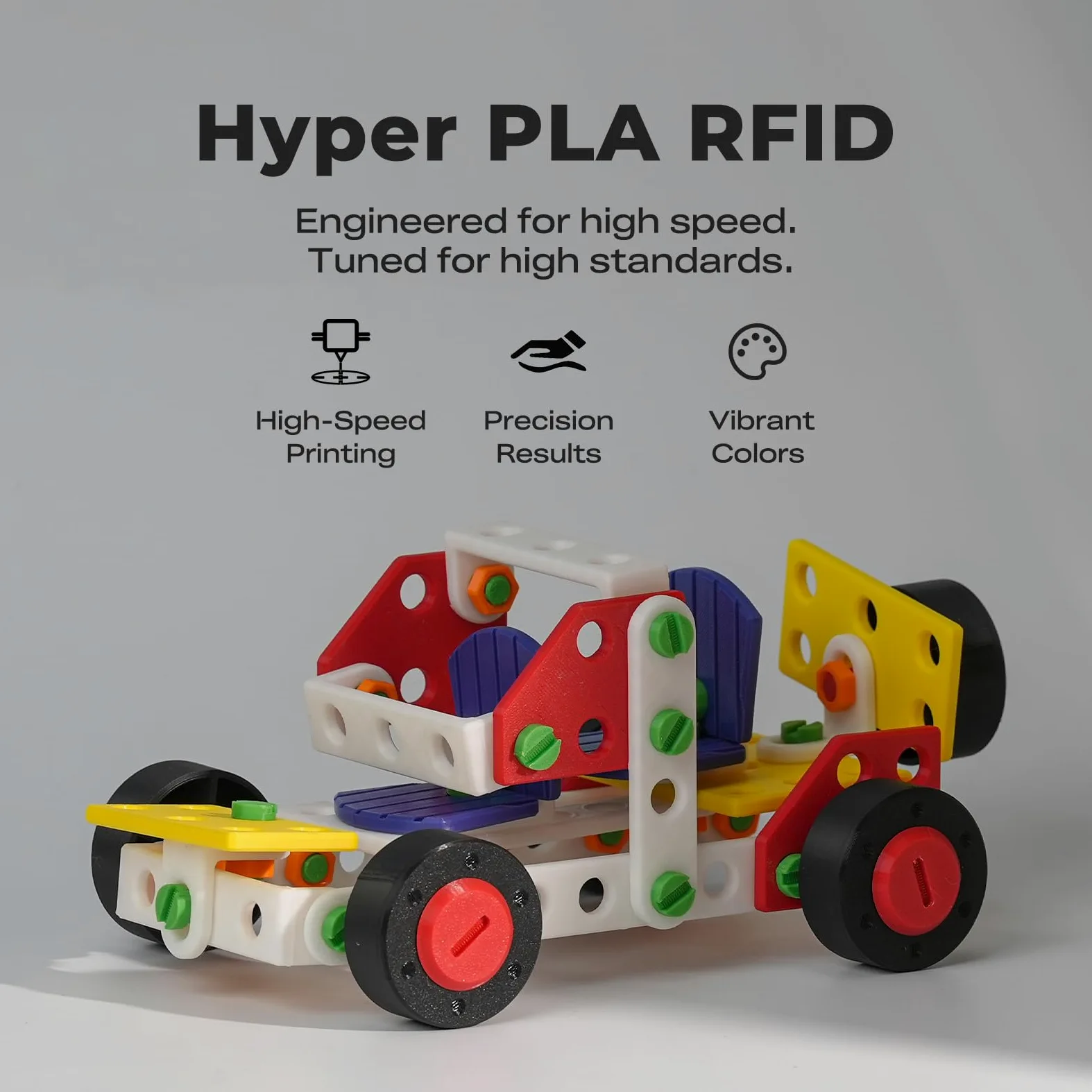 Creality Hyper PLA - Filamento RFID de 1,75 mm, 600 mm/s, alta velocidad, alta precisión y dureza, 15 colores, impresión 3D suave (2 kg, negro)