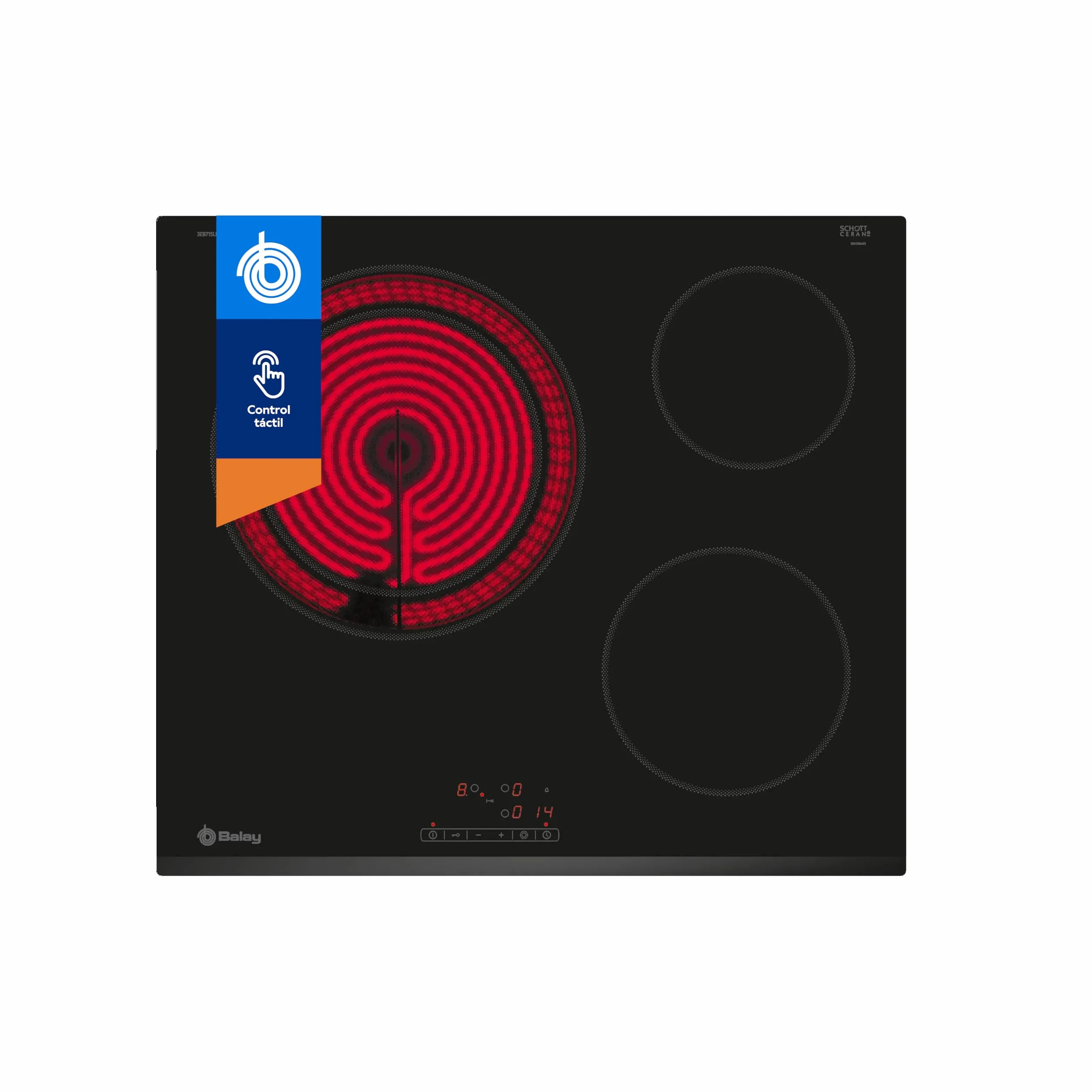 Balay Placa vitrocerámica 60 cm Zona gigante doble 21/28 cm Negro 3EB715LR