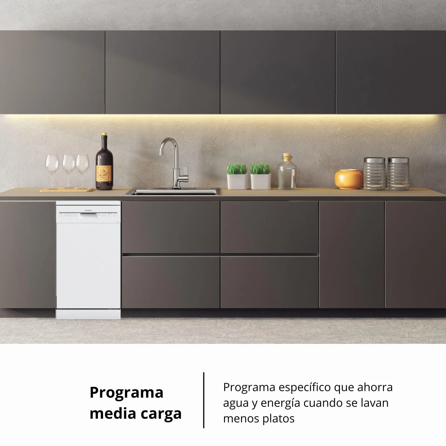 Corberó Lavavajillas Plus 45cm CLVM403W 10 Cubiertos 5 Programas Blanco 49dB Eficiencia Energética E