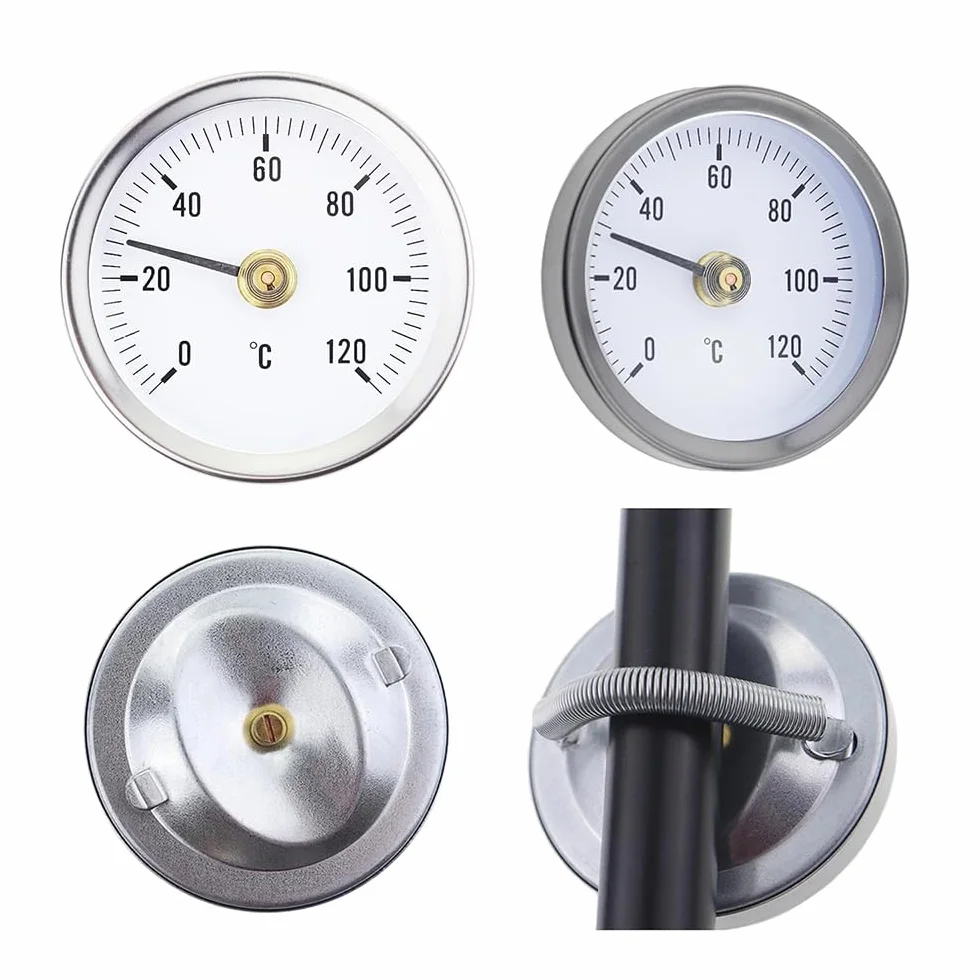 Termómetro Clip On Tubo Calentador 0-120 ℃ 63mm, Indicador Temperatura con Resorte