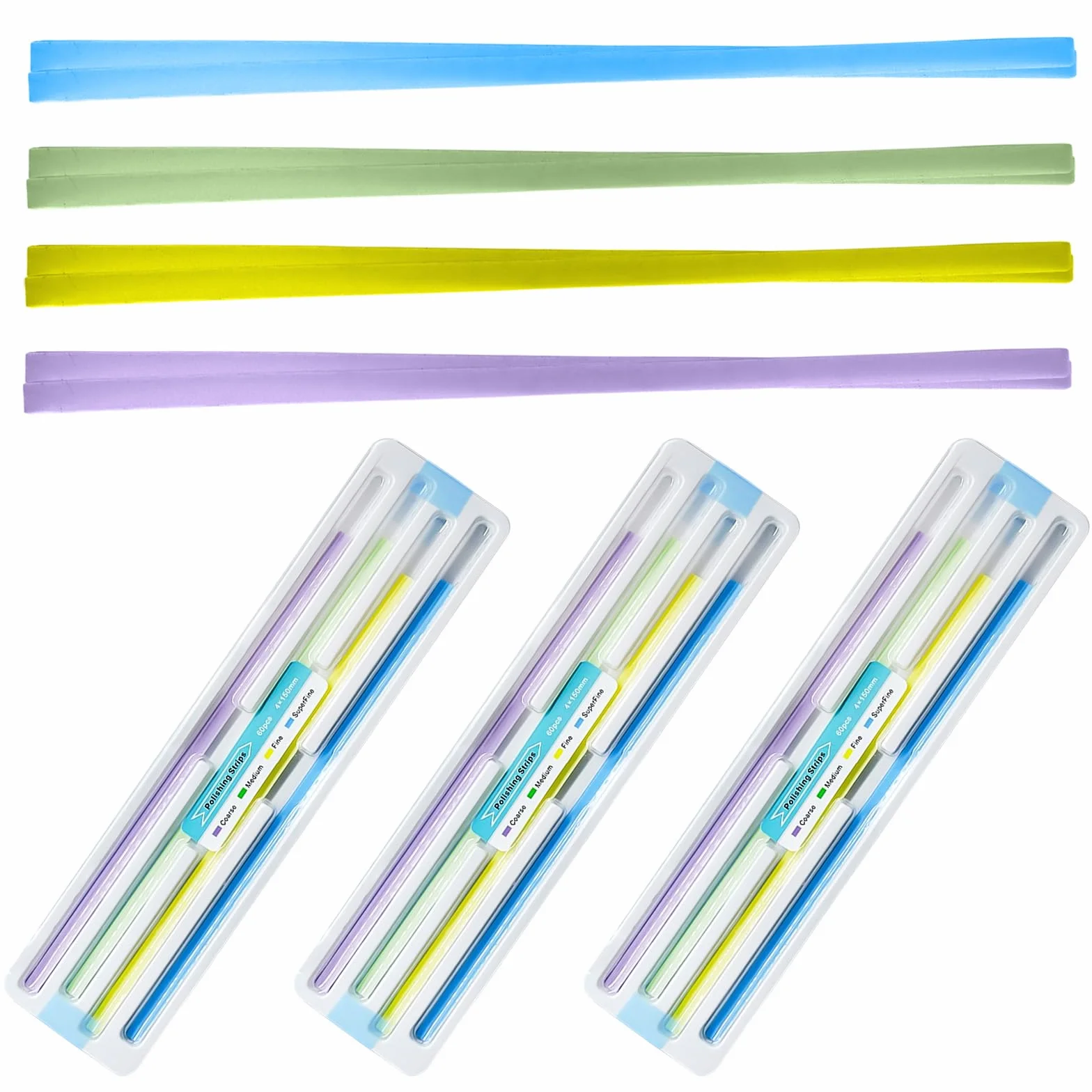 Tiras Abrasivas Dentales 180 Piezas Multifuncionales 150 mm Coloridas