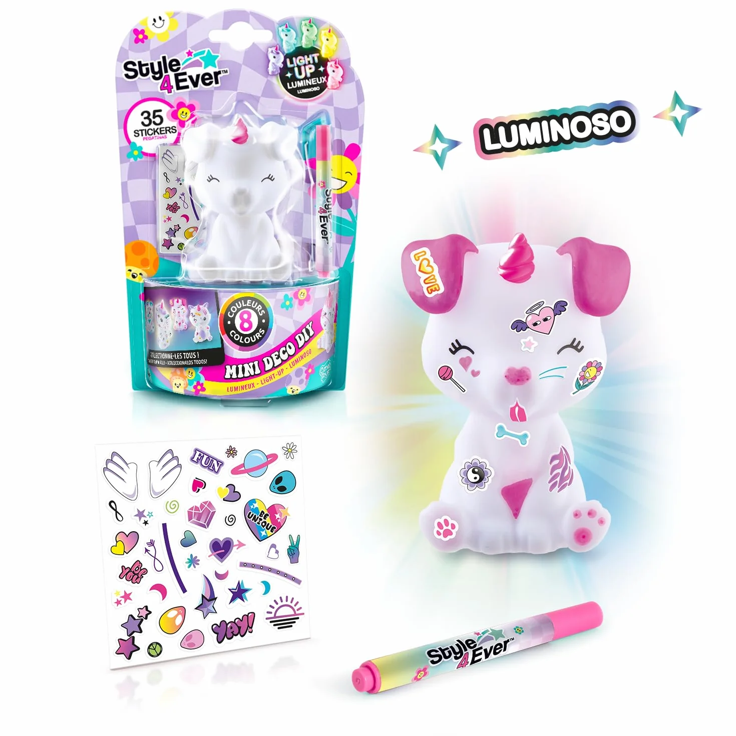 Canal Toys Style 4Ever Mini Deco DIY con Luz LED Surtido Rotulador Pegatinas