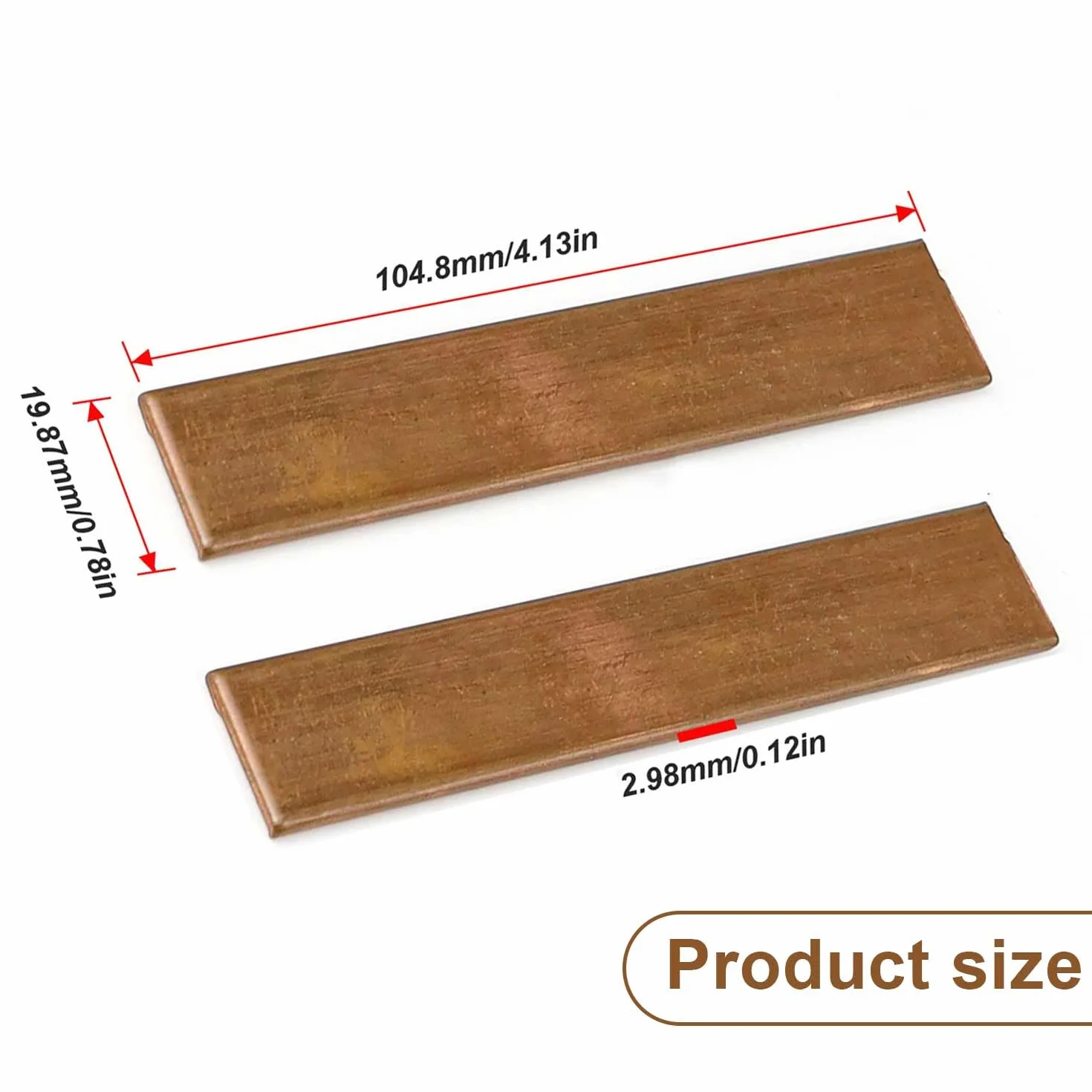 T2 Hoja de Cobre Puro, Barra Roja, Buena Conductividad Térmica, Excelente Ductilidad, Plana, Adecuado para Cableado de Equipos (105 × 20 × 3 mm)