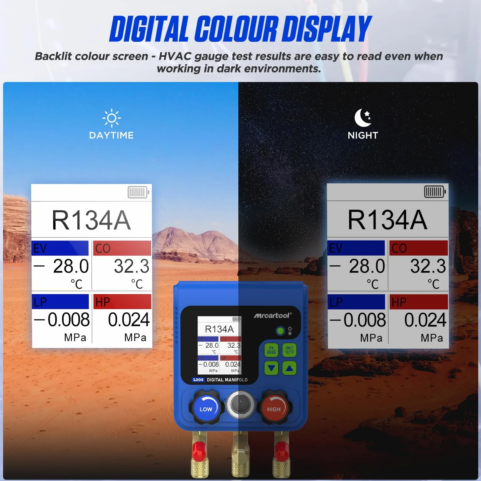 Bomba de vacío digital para sistemas de aire acondicionado y pruebas, manómetro de refrigerante R410a R32 digital, manómetro de refrigerante HVAC 92 refrigerante