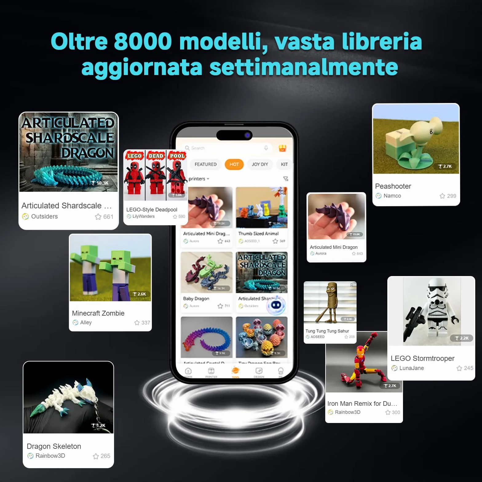 Impresora 3D X-Maker con aplicación de diseño - Aplicación de diseño de IA Completamente Cerrada, Amplia colección de Plantillas de Juguetes 3D