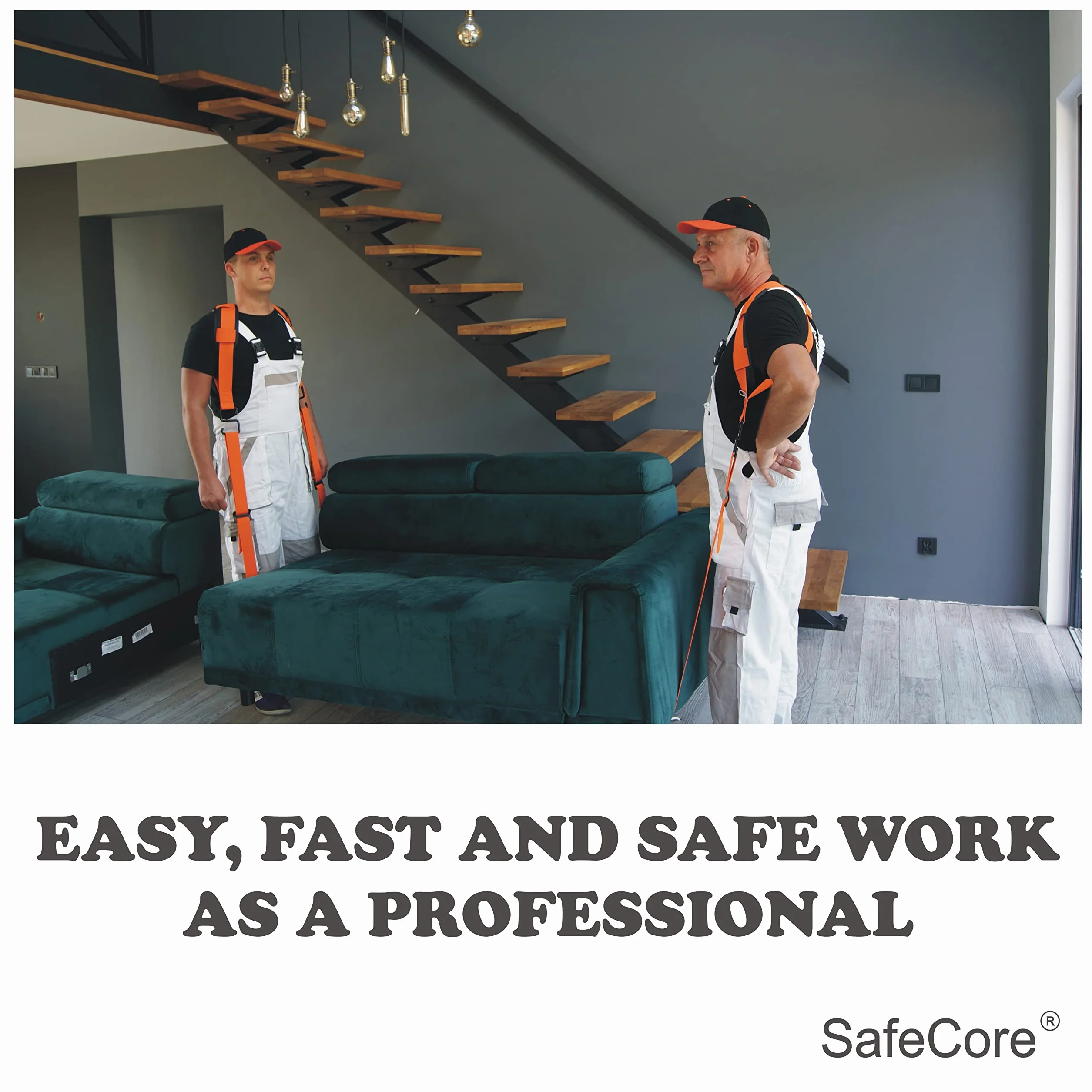 SafeCore Cinturón de Transporte 2 Personas 500 kg, Correas 4 m, Ajustables