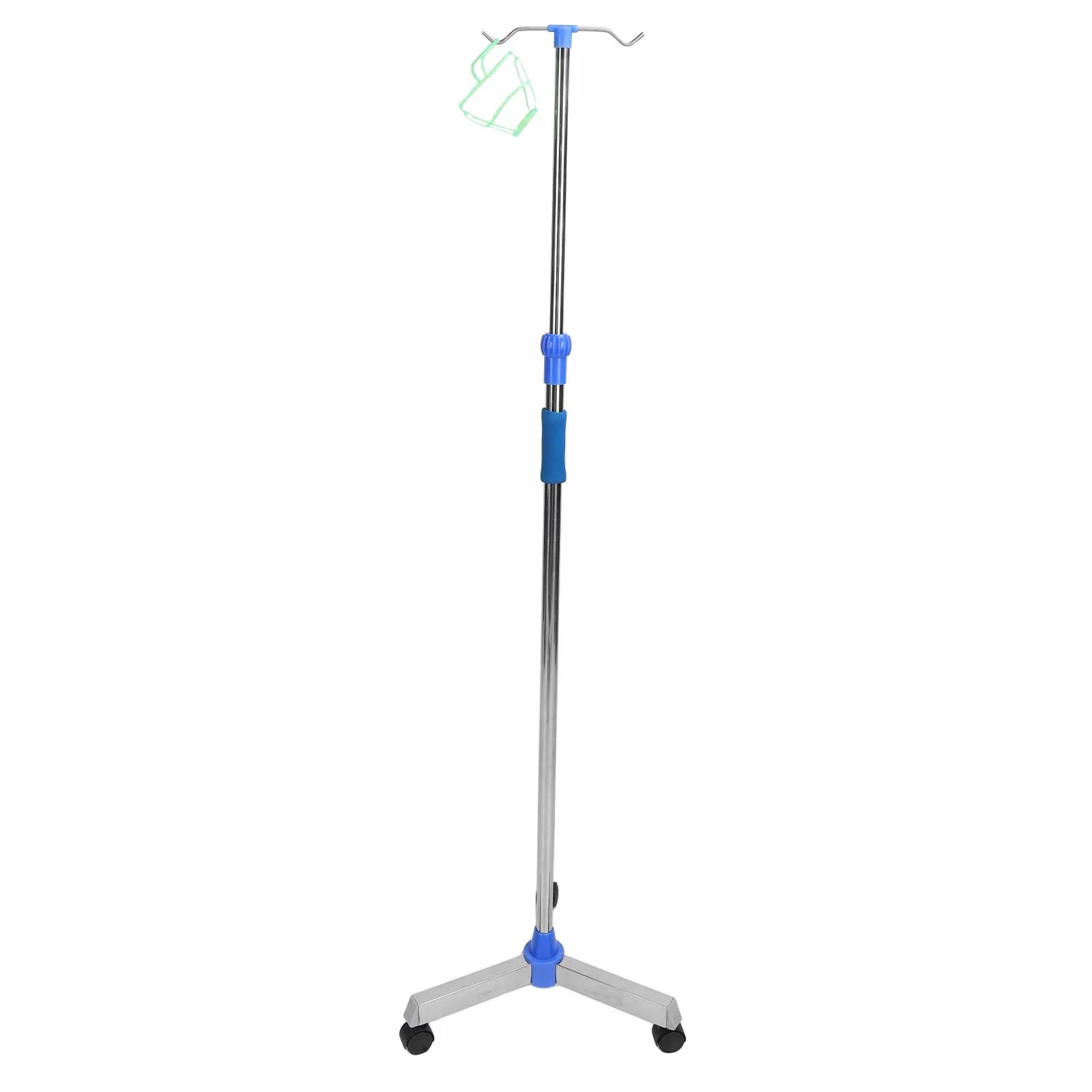 Portasueros, Soporte para Suero de Acero Inoxidable con Ajustable, Base Triangular con Ruedas, Varilla Gruesa, 2 Ganchos, Soporte para Bolsa Intravenosa para el Hogar, Clínica,