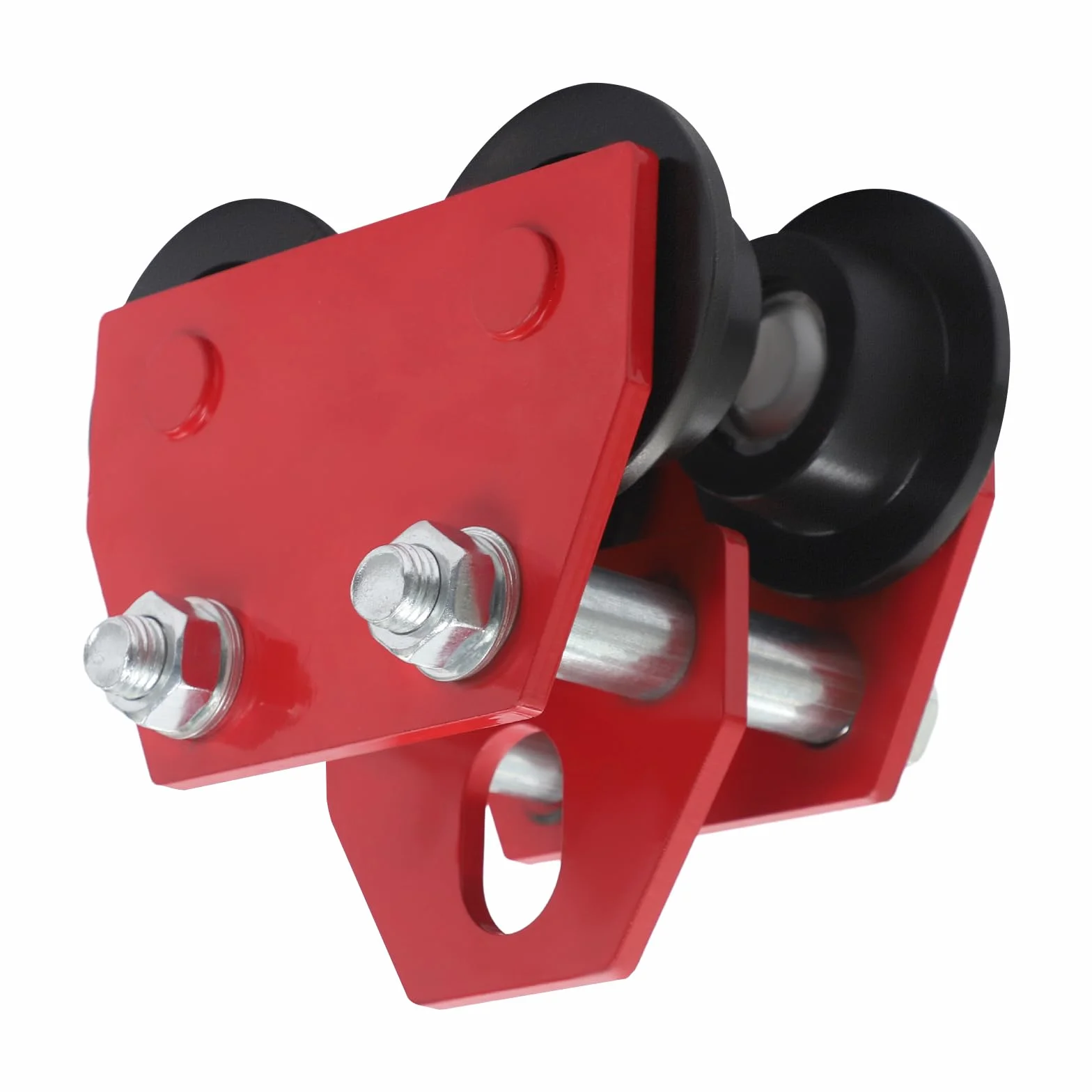Carro de vigas 3T, carretilla manual para vigas en I, capacidad de carga de 3000 kg, ruedas ajustables para taller, almacén e industria (rojo/negro) - Robusto polipasto para artesanos y profesionales